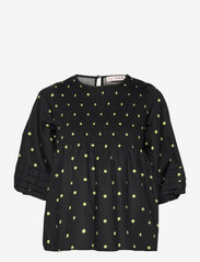 A-View - Sisse blouse - kurzämlige blusen - black with green dots - 0