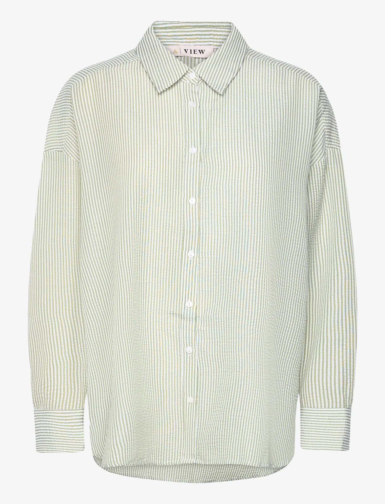 A-View - Sonja shirt - långärmade skjortor - white/green - 0