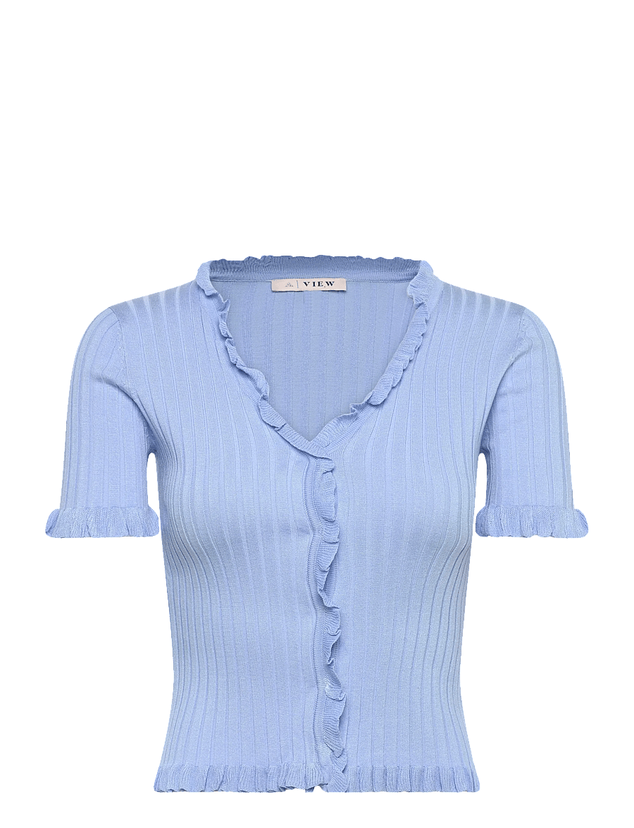 A-View - Fabia SS Tee - strikkegensere - light blue - 0