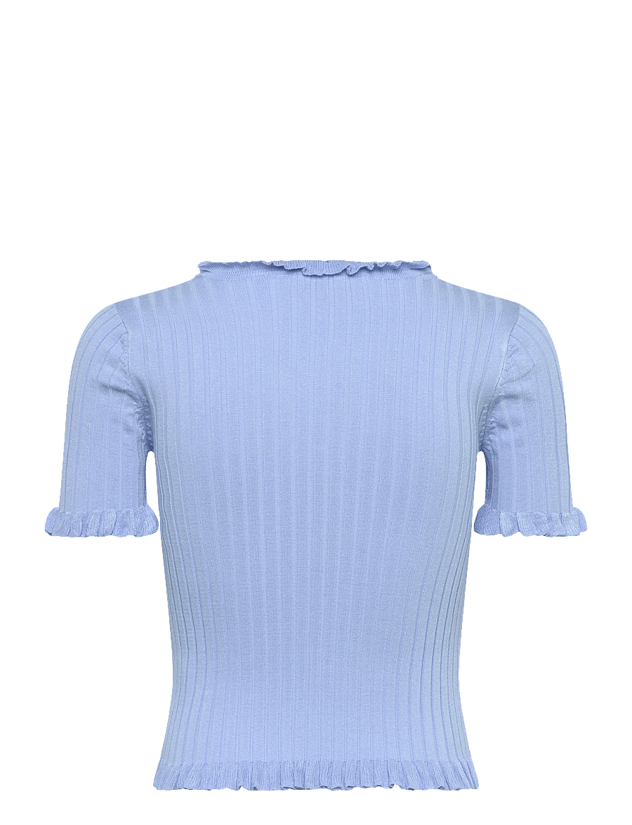 A-View - Fabia SS Tee - strikkegensere - light blue - 1