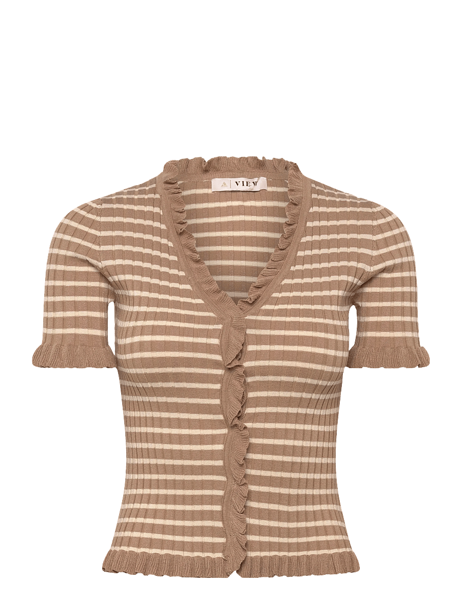 A-View - Fabia SS Tee - stickade tröjor - sand/off white - 1