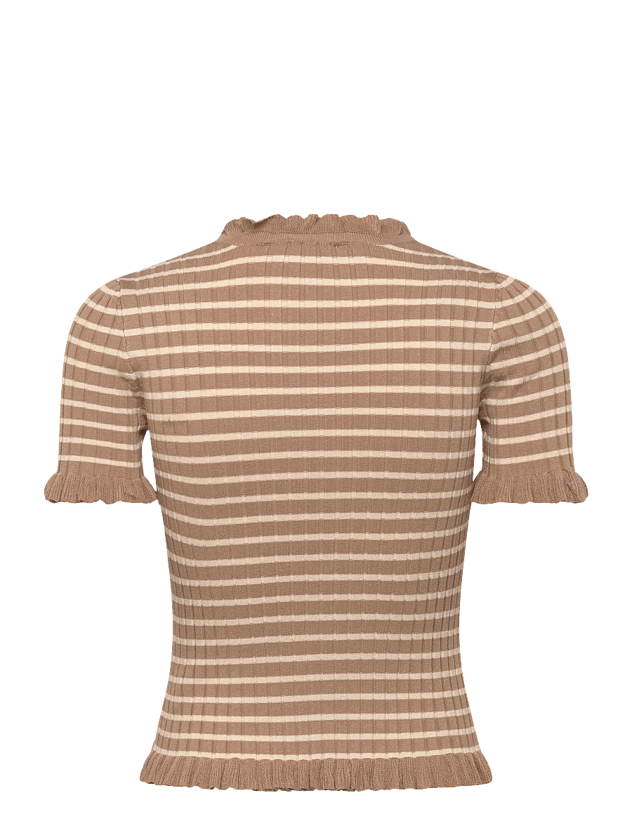 A-View - Fabia SS Tee - stickade tröjor - sand/off white - 2