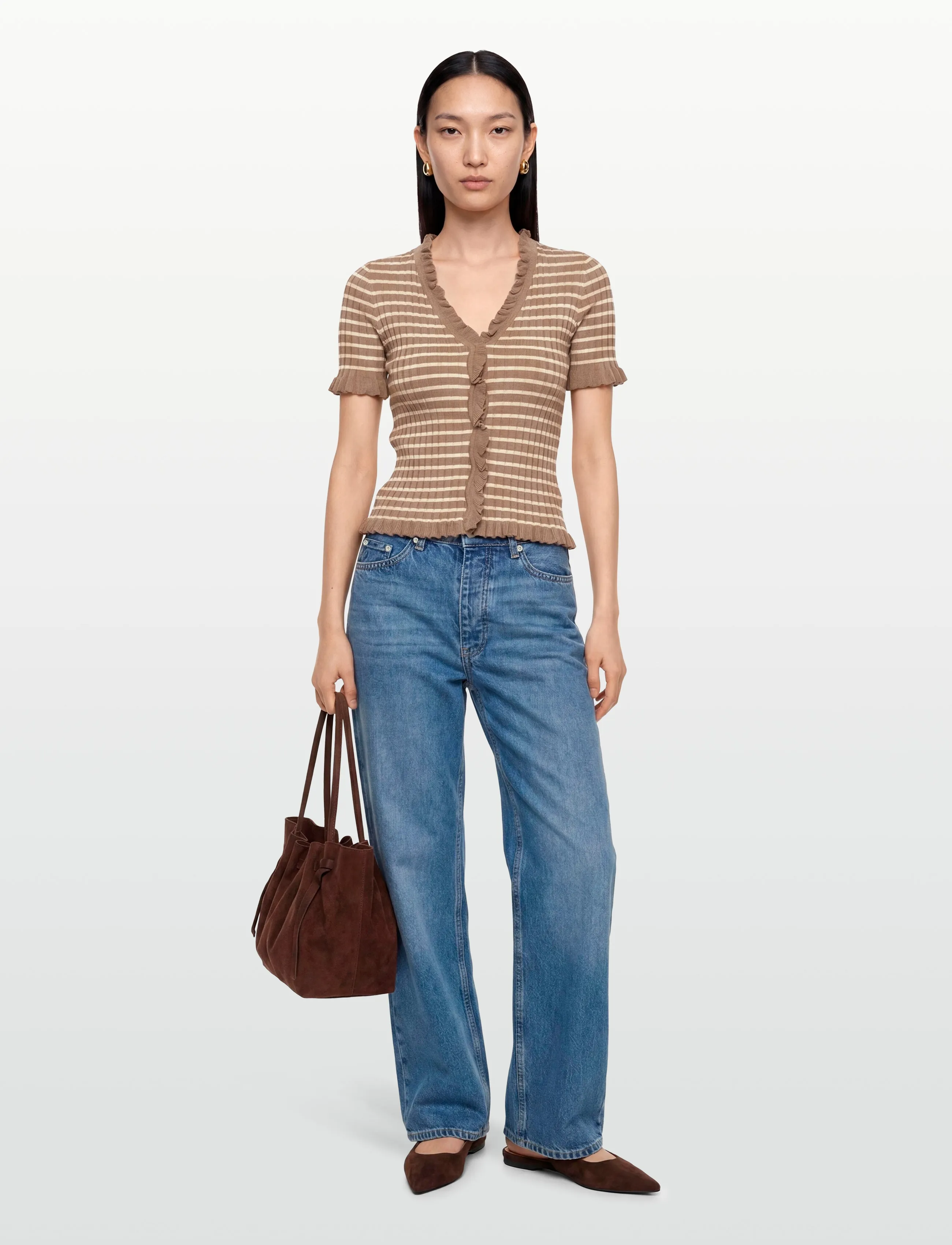 A-View - Fabia SS Tee - stickade tröjor - sand/off white - 0