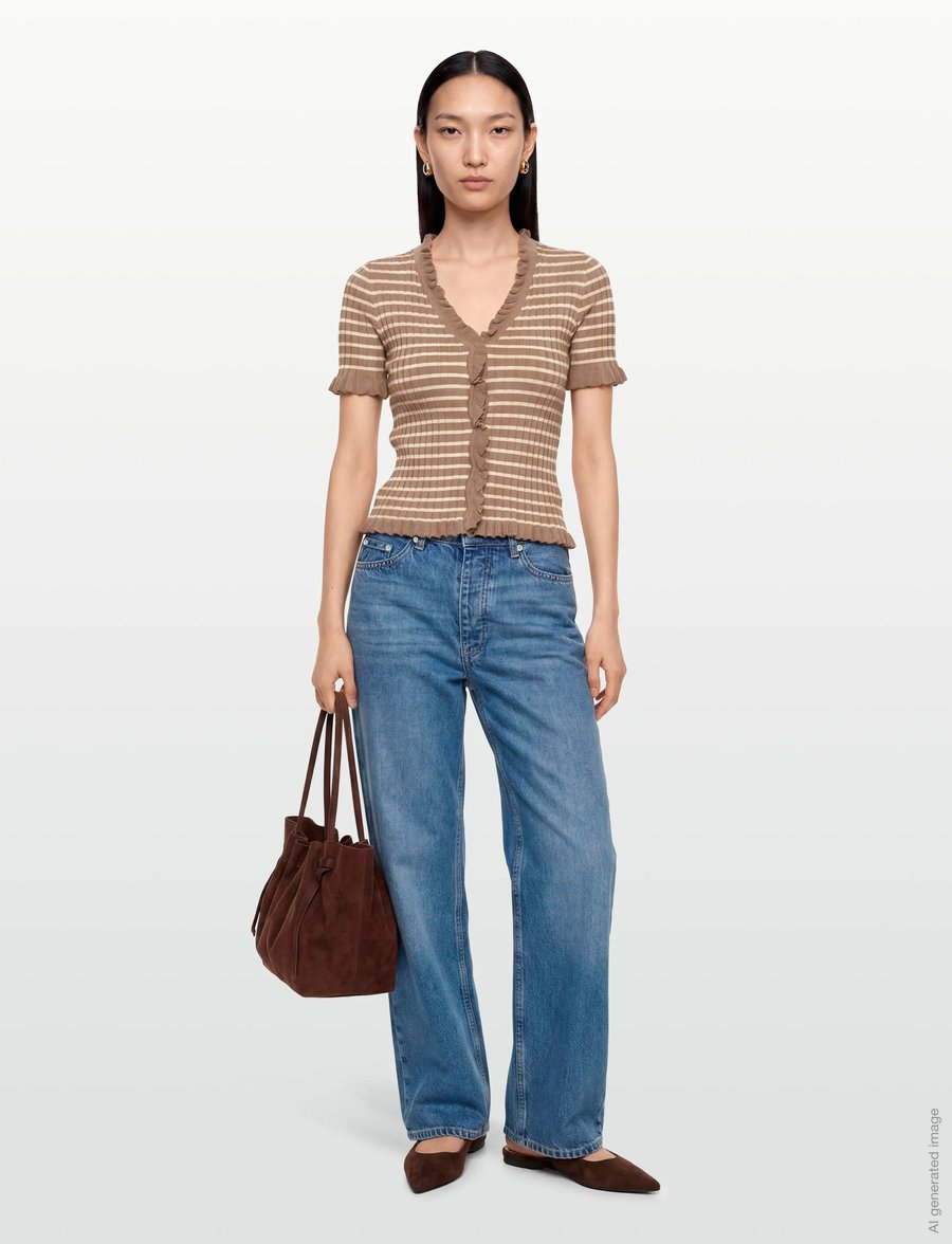 A-View - Fabia SS Tee - stickade tröjor - sand/off white - 0
