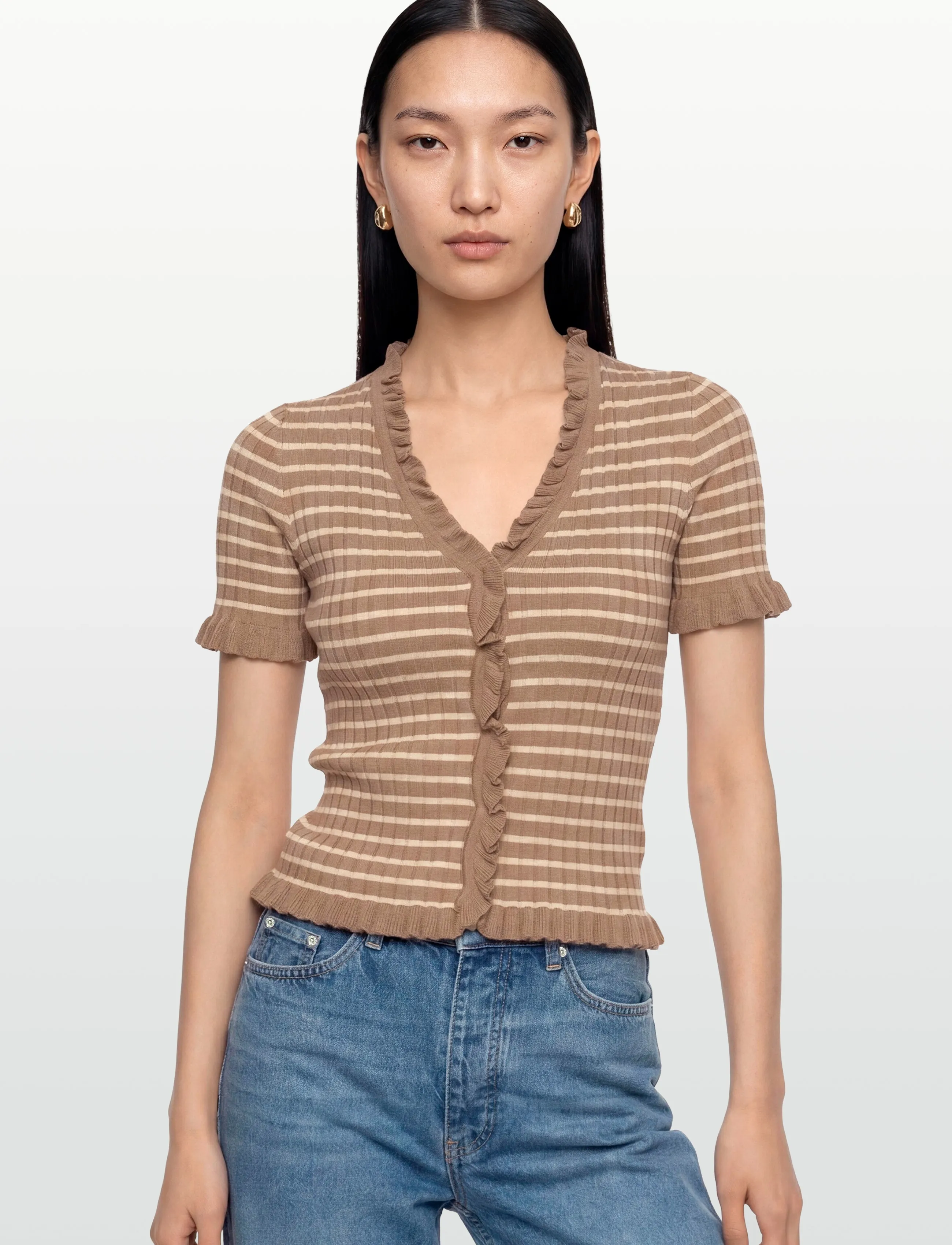 A-View - Fabia SS Tee - stickade tröjor - sand/off white - 3