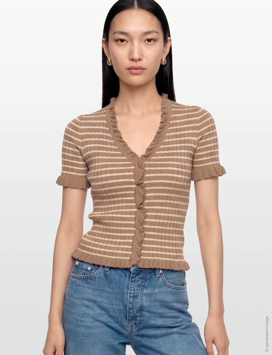 A-View - Fabia SS Tee - stickade tröjor - sand/off white - 3