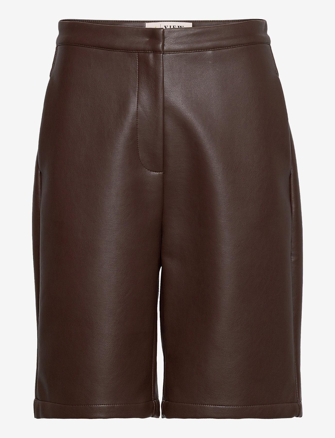 A-View - Aya leather shorts - leren shorts - brown - 0