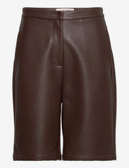 Aya leather shorts - BROWN