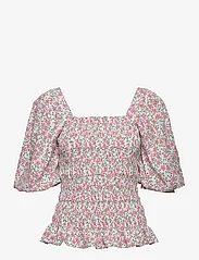 A-View - Rikka top - kortærmede bluser - white with rose flowers - 0
