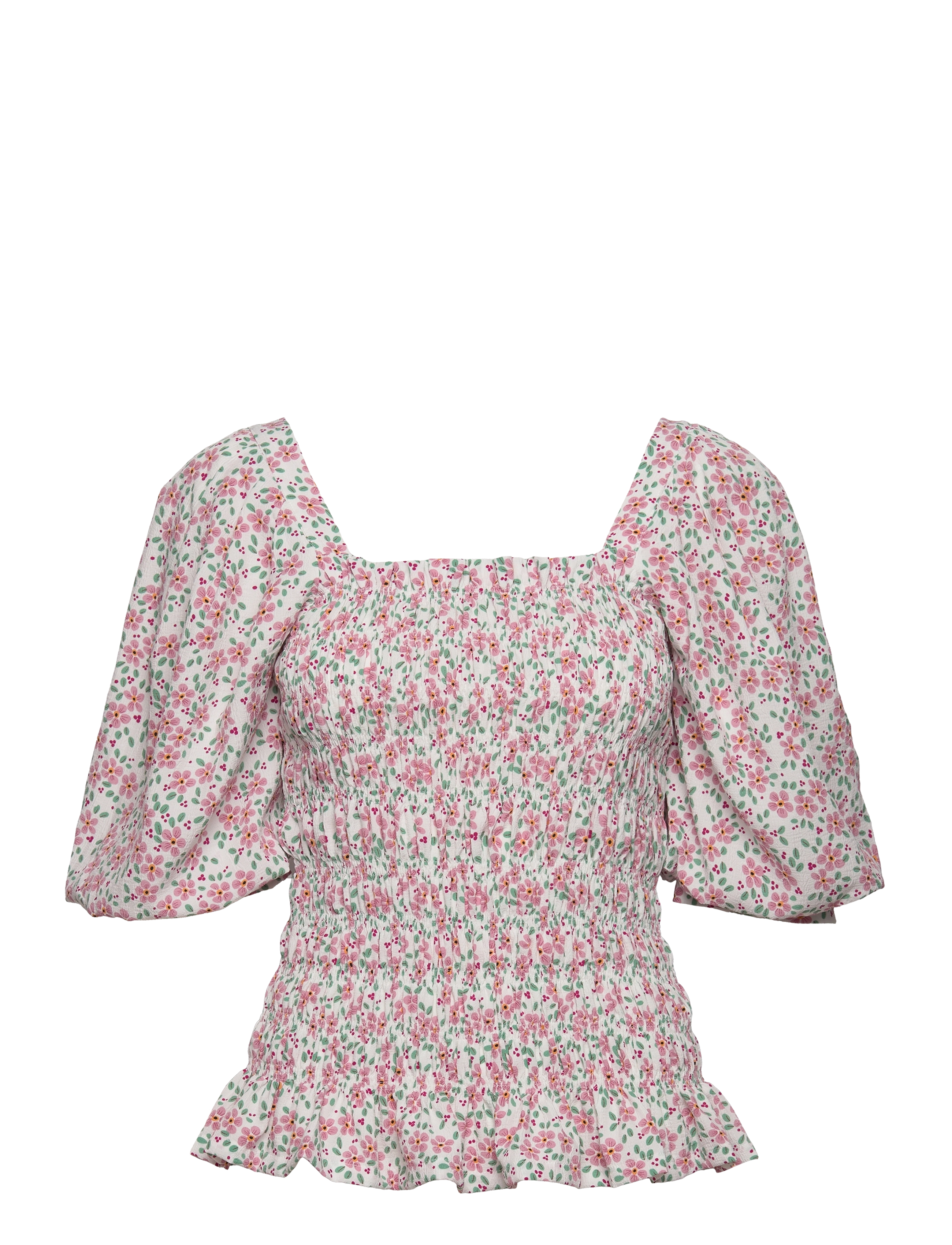 WHITE WITH ROSE FLOWERS