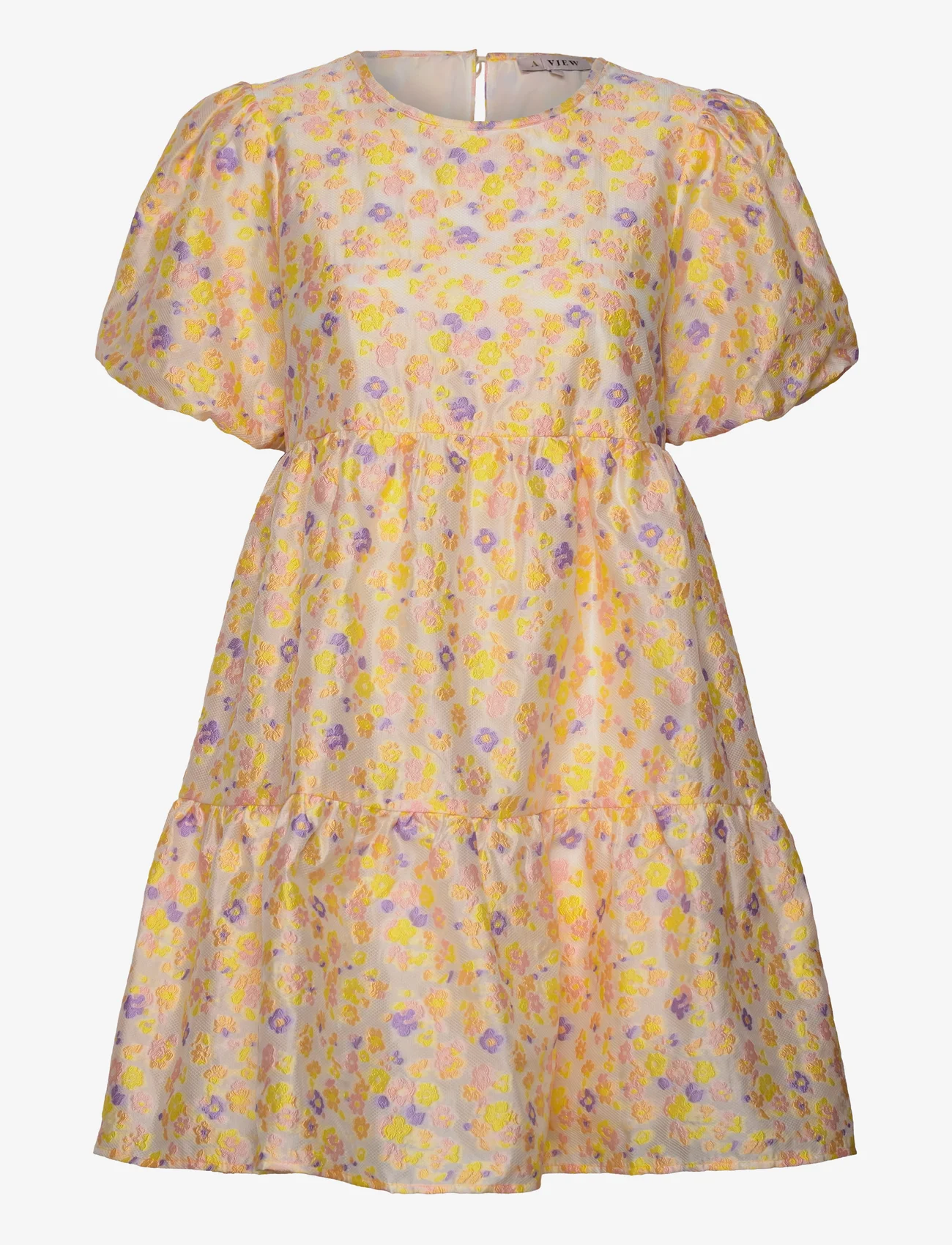 A-View - Flora dress - festkläder till outletpriser - creme w yellow, rose & purple - 0