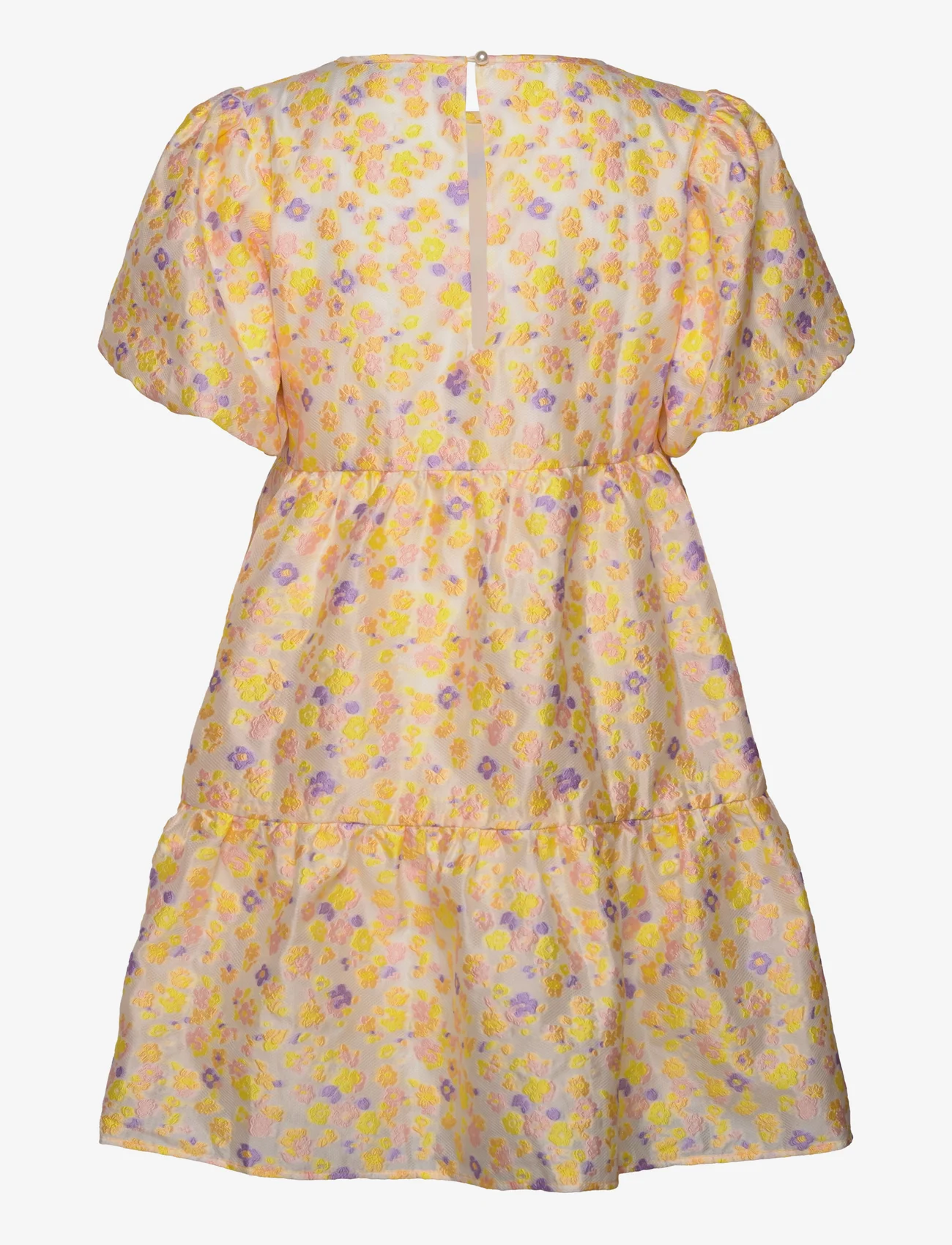 A-View - Flora dress - party wear at outlet prices - creme w yellow, rose & purple - 1