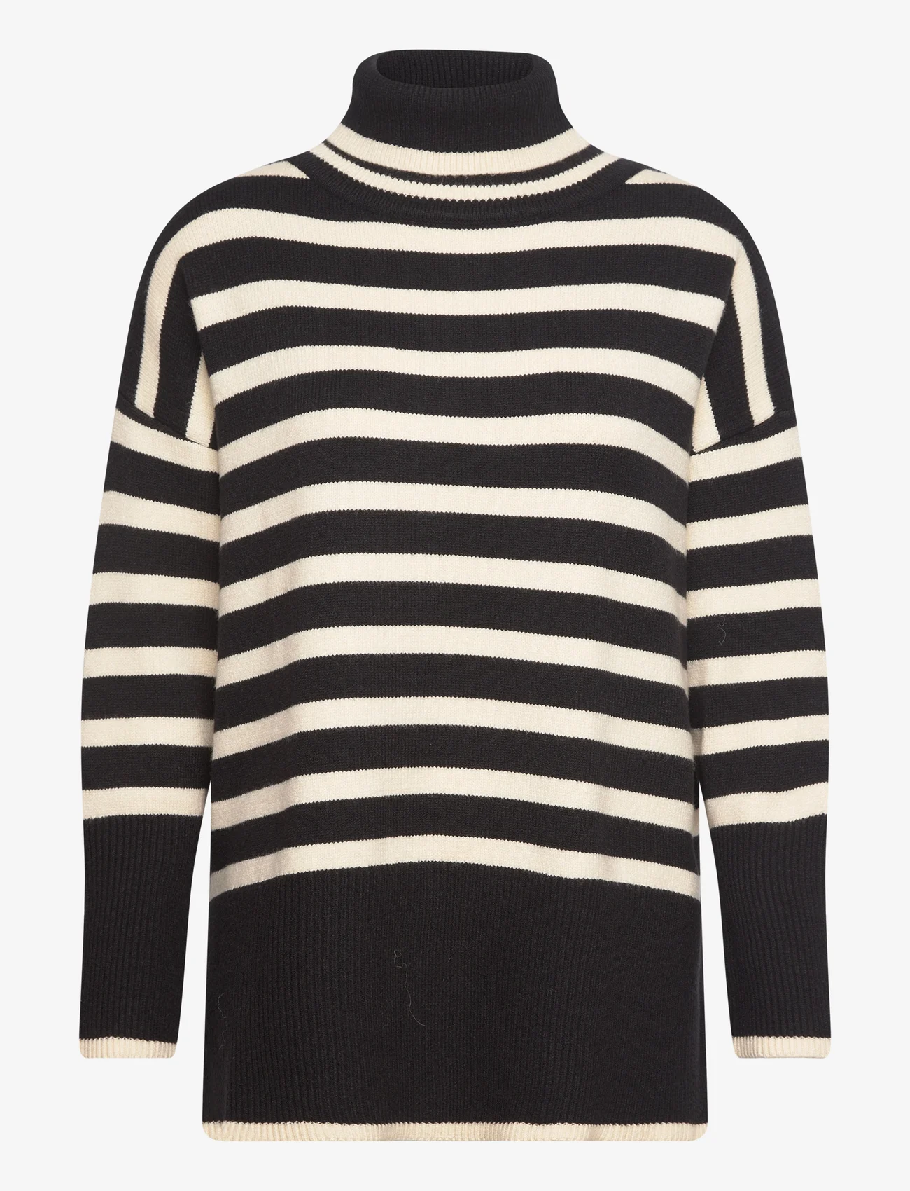 A-View - Alvena knit pullover - megztiniai su aukšta apykakle - black/off white - 0