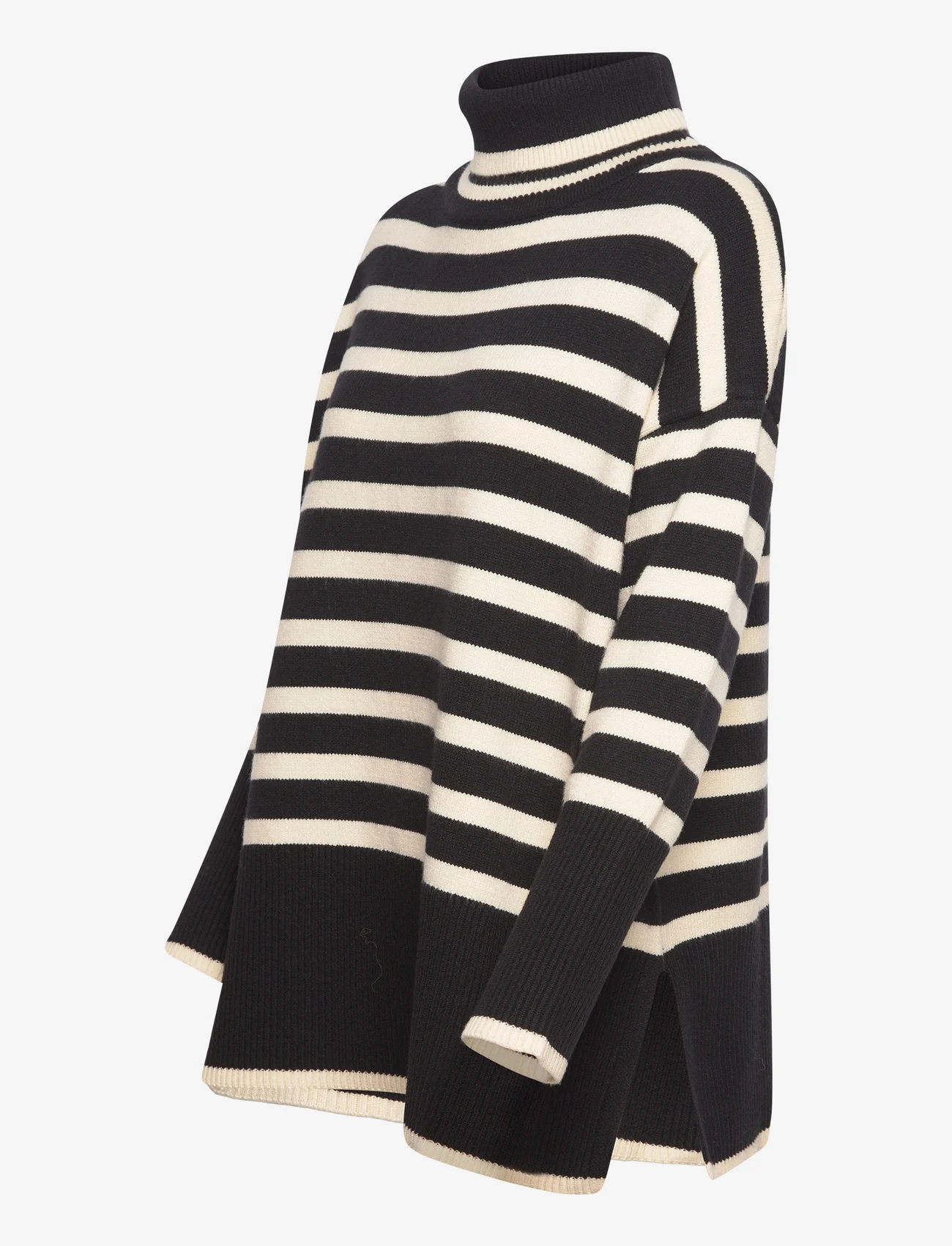 A-View - Alvena knit pullover - rullekraver - black/off white - 1