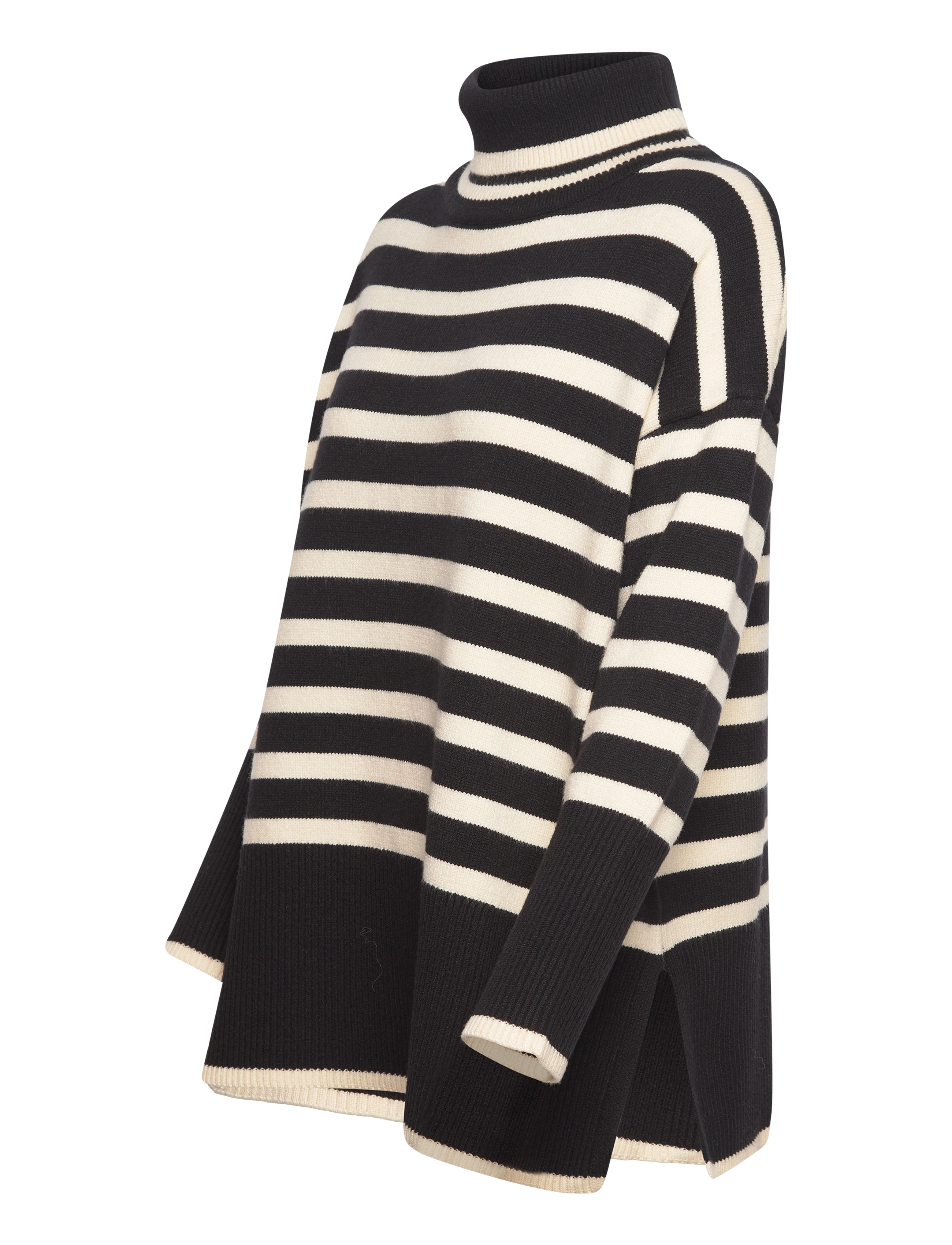 A-View - Alvena knit pullover - rullekraver - black/off white - 2