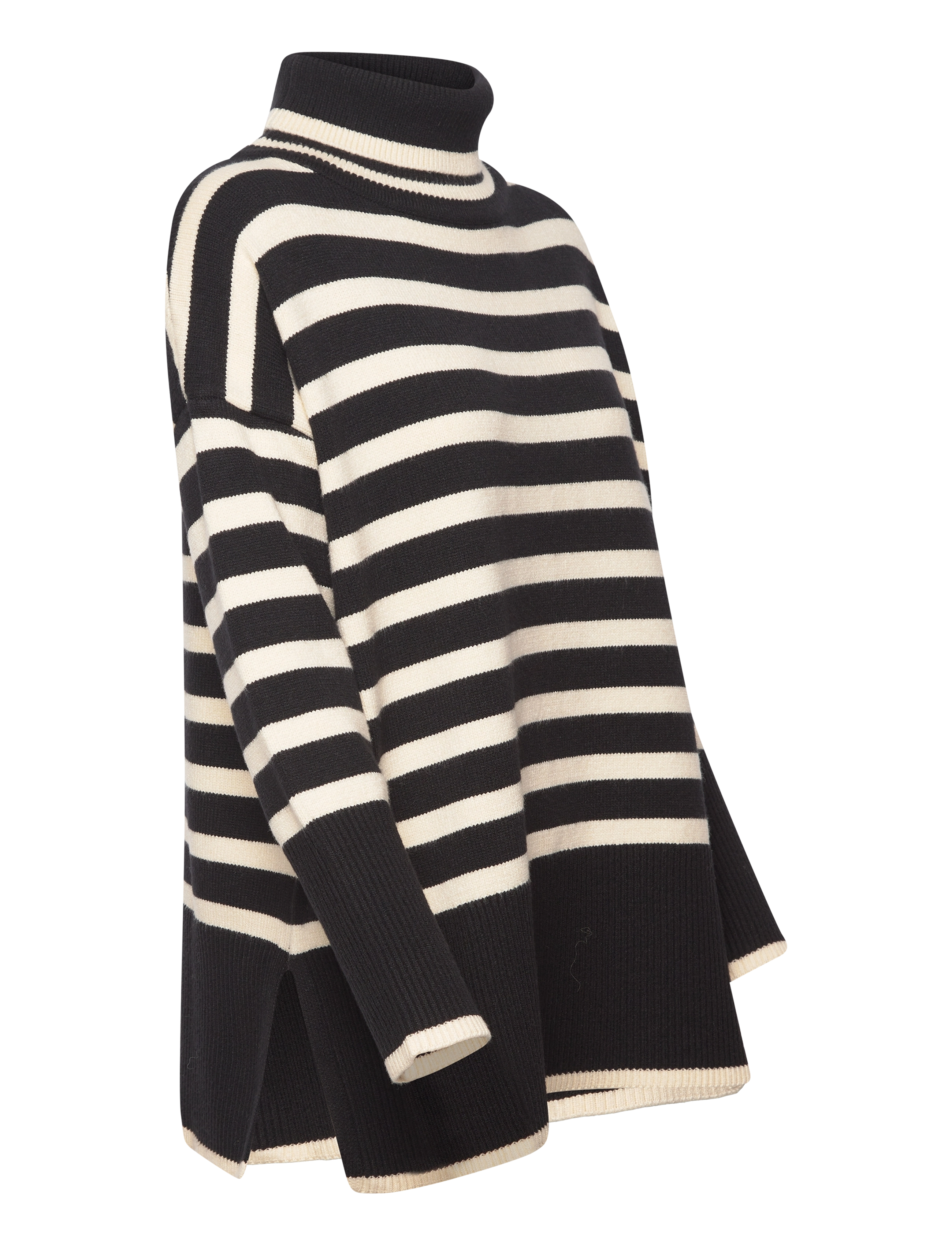 A-View - Alvena knit pullover - rullekraver - black/off white - 3