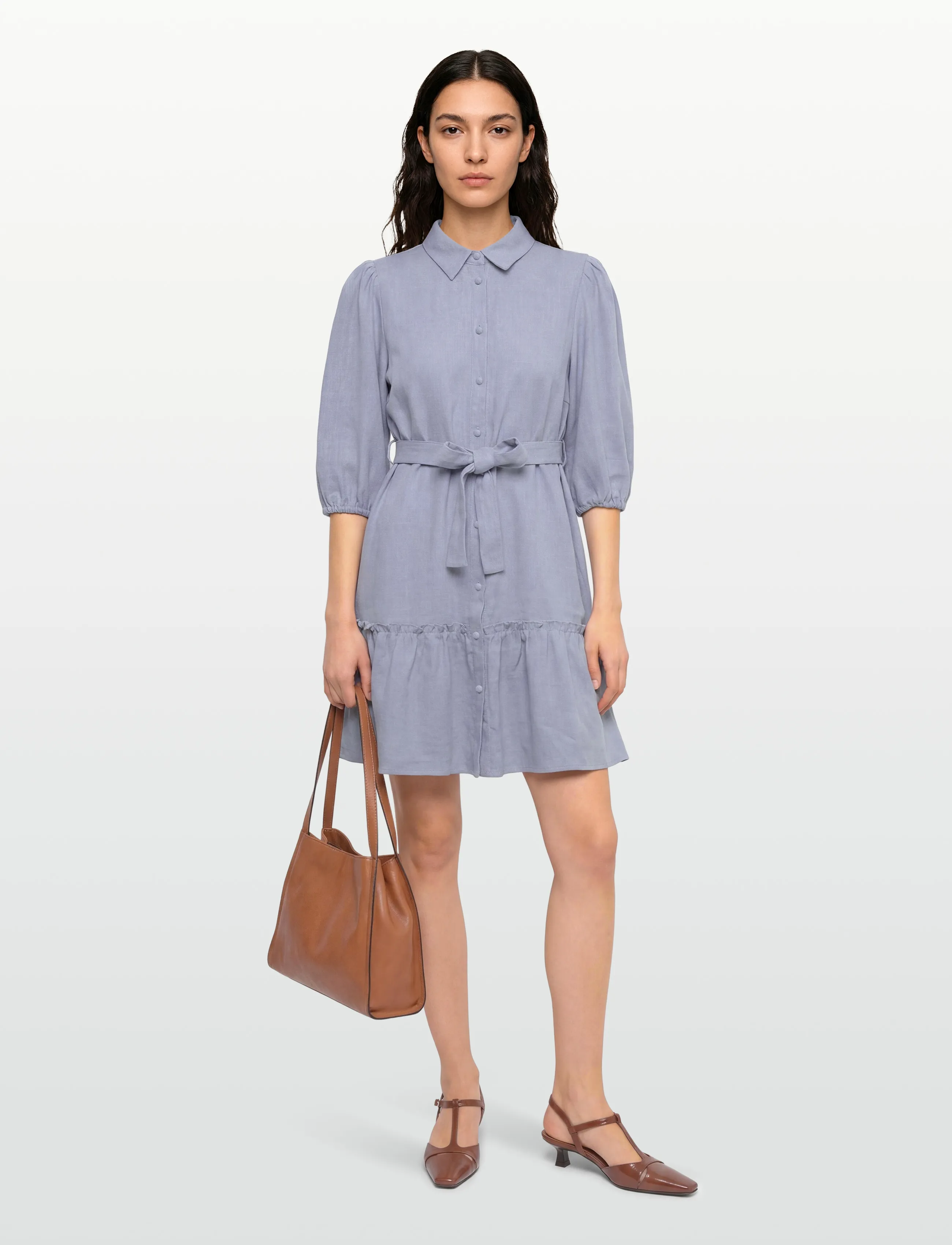 A-View Linen Dress, 36, Dresses, Blau - Shirt Frauen