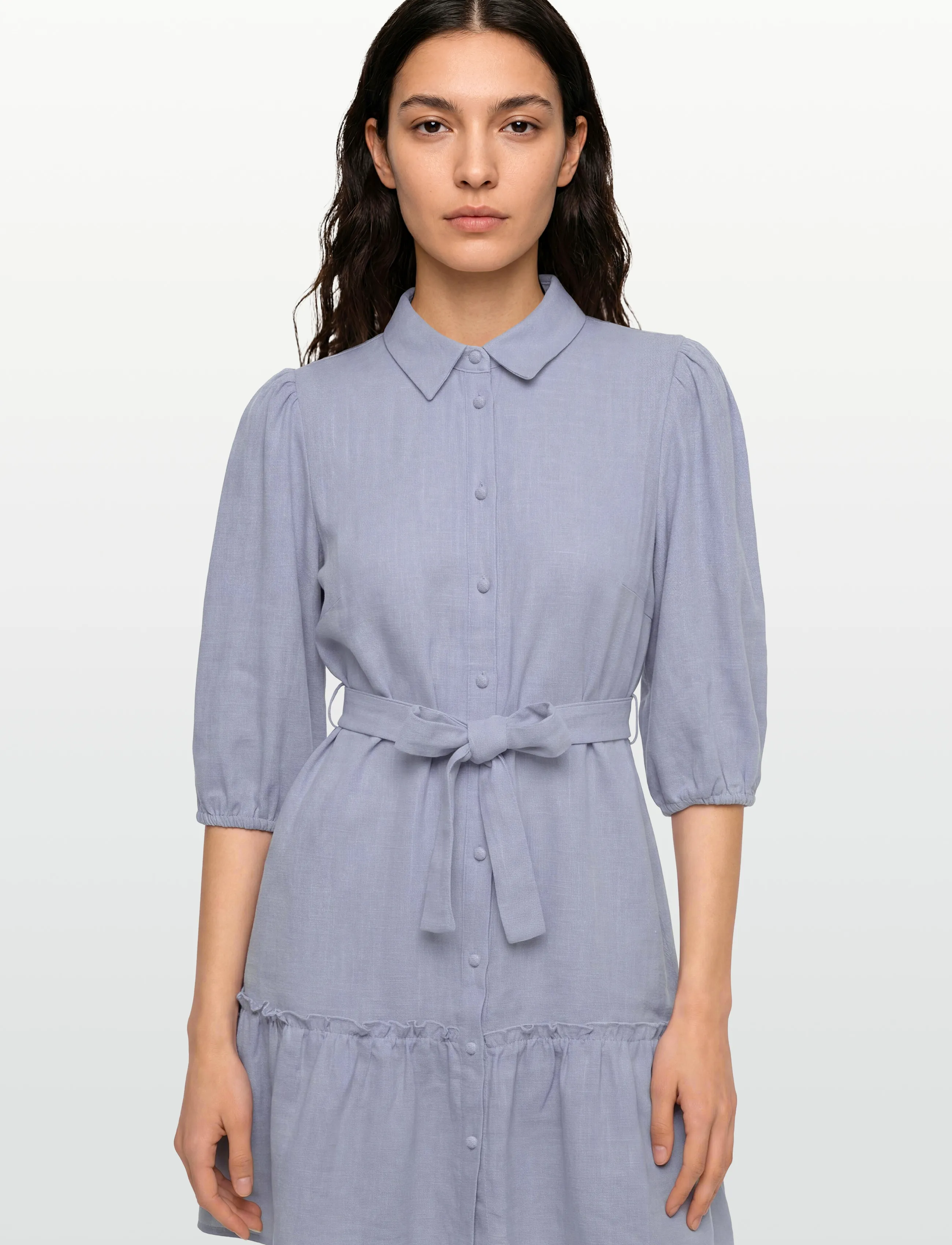 A-View - Linen dress - hemdkleider - dusty blue - 3