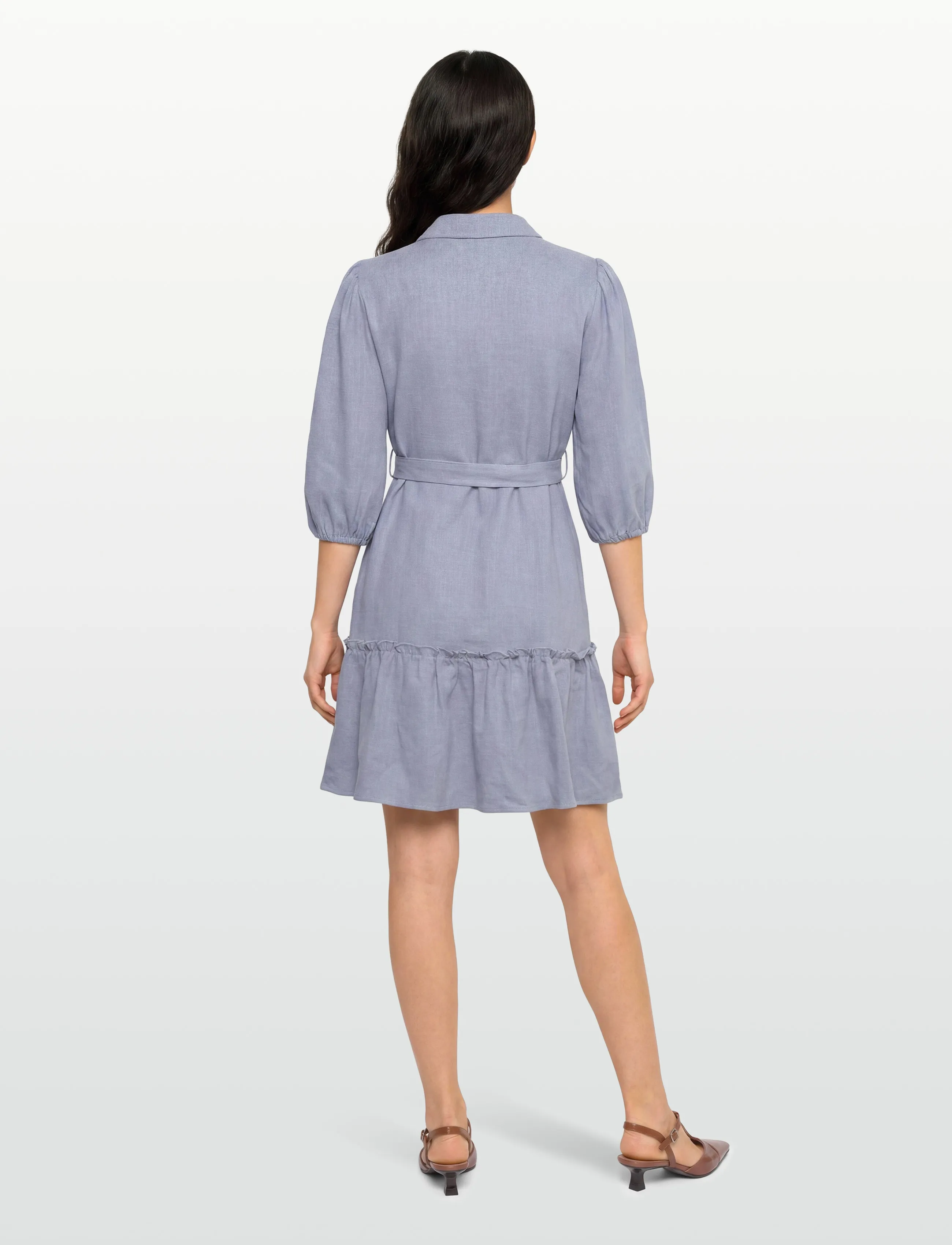 A-View - Linen dress - hemdkleider - dusty blue - 4