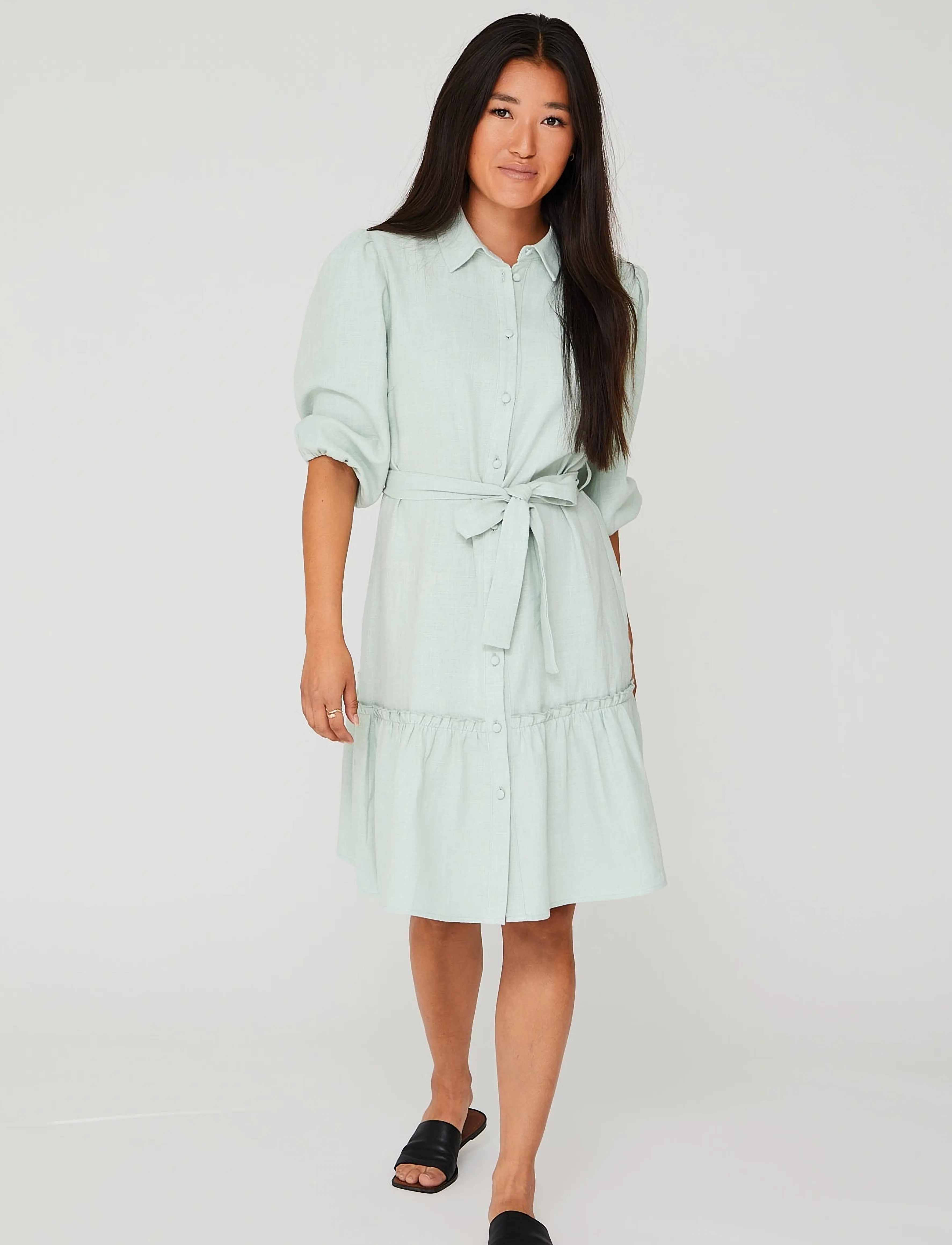 A-View Linen Dress, 42, Dresses, Grün - Shirt Frauen