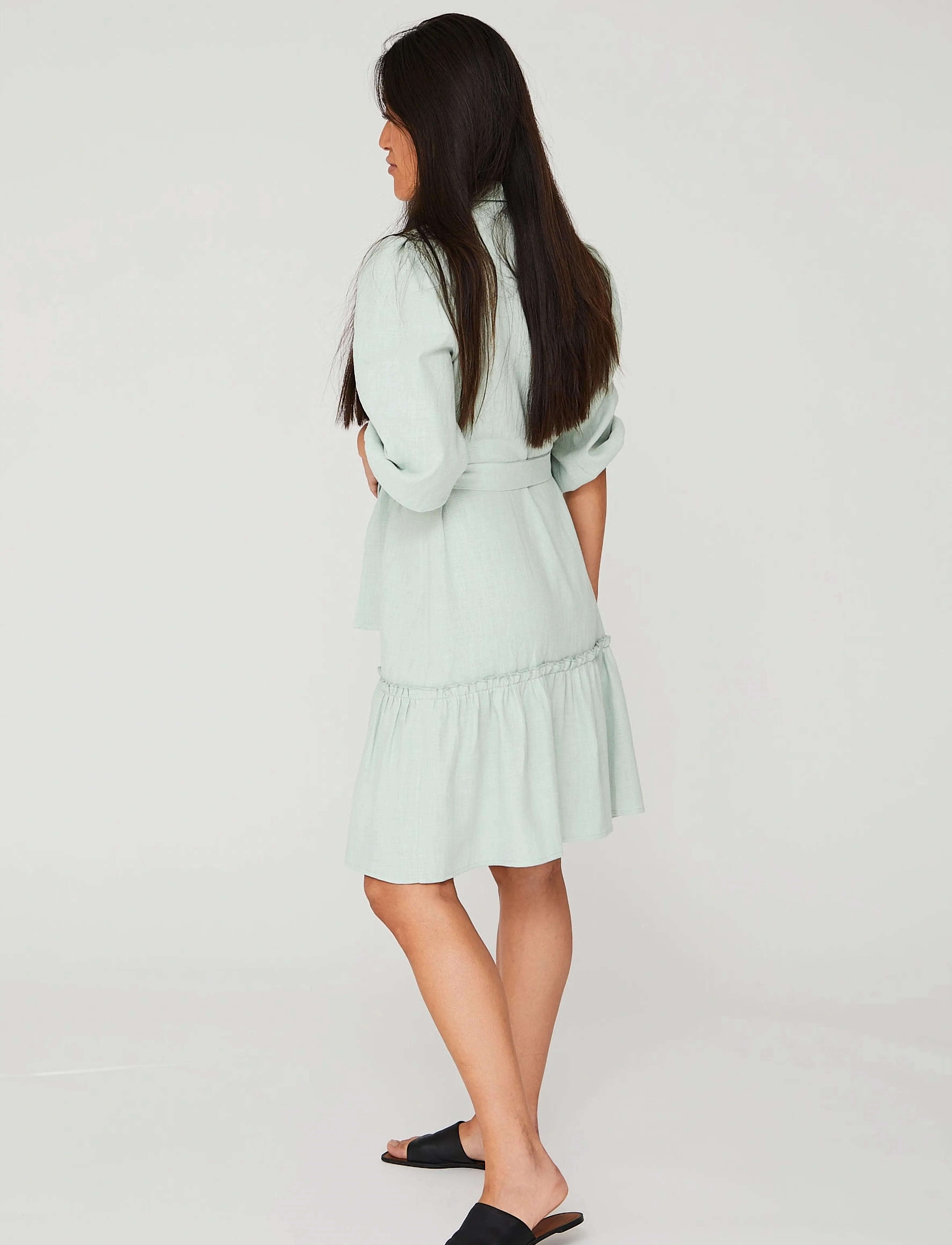 A-View - Linen dress - skjortekjoler - mint - 3