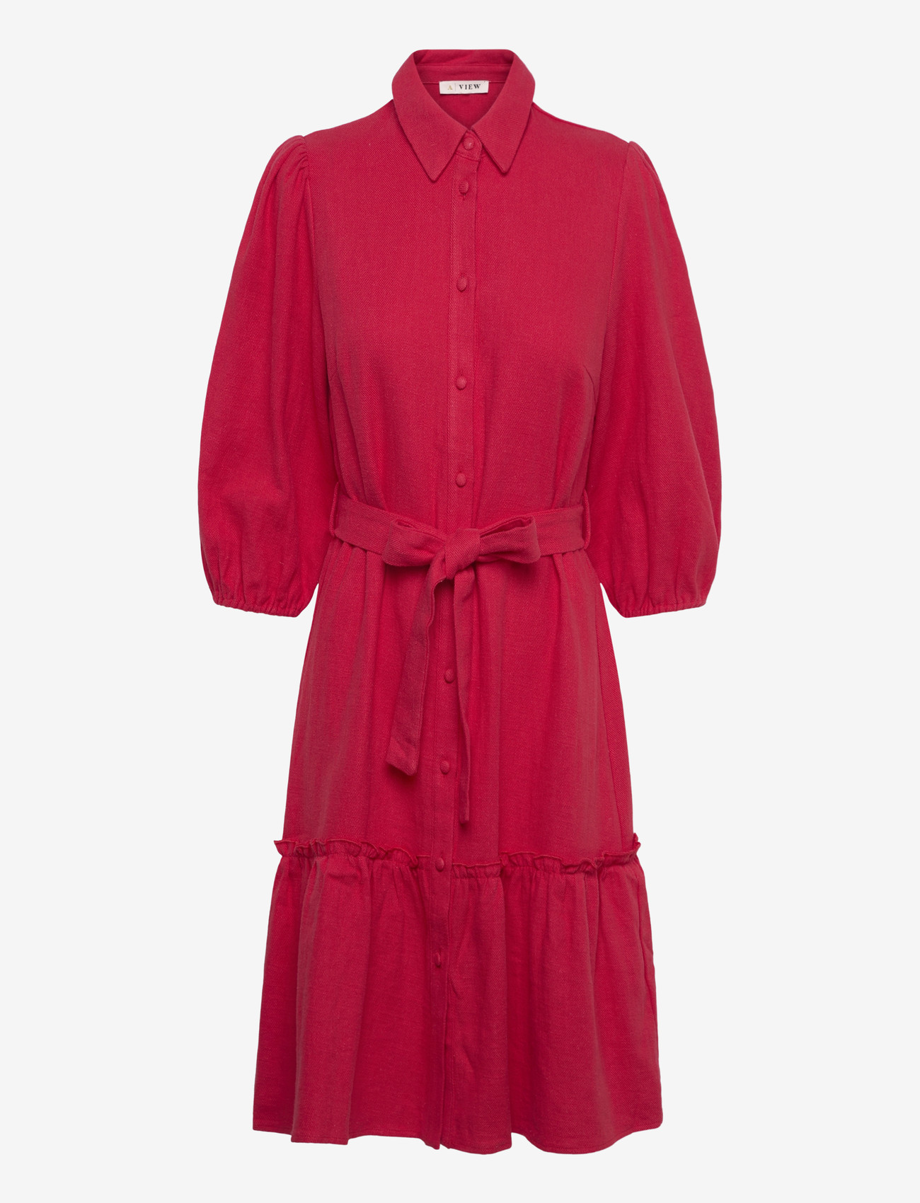 A-View - Linen dress - skjortekjoler - red - 1