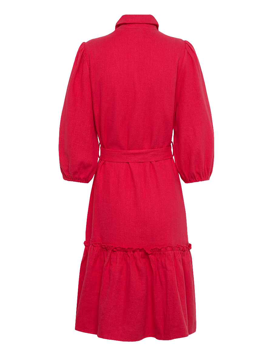 A-View - Linen dress - skjortekjoler - red - 2