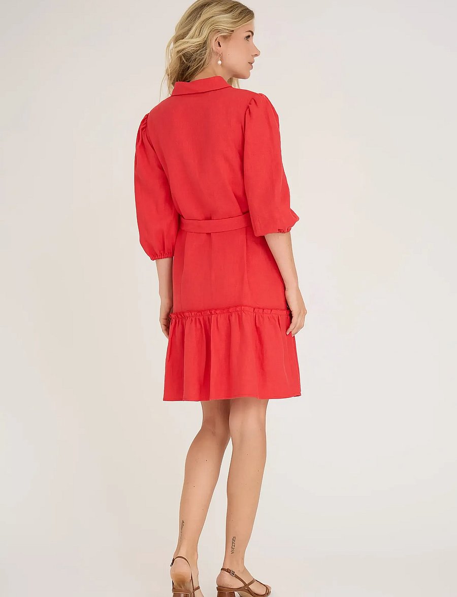 A-View - Linen dress - skjortekjoler - red - 3