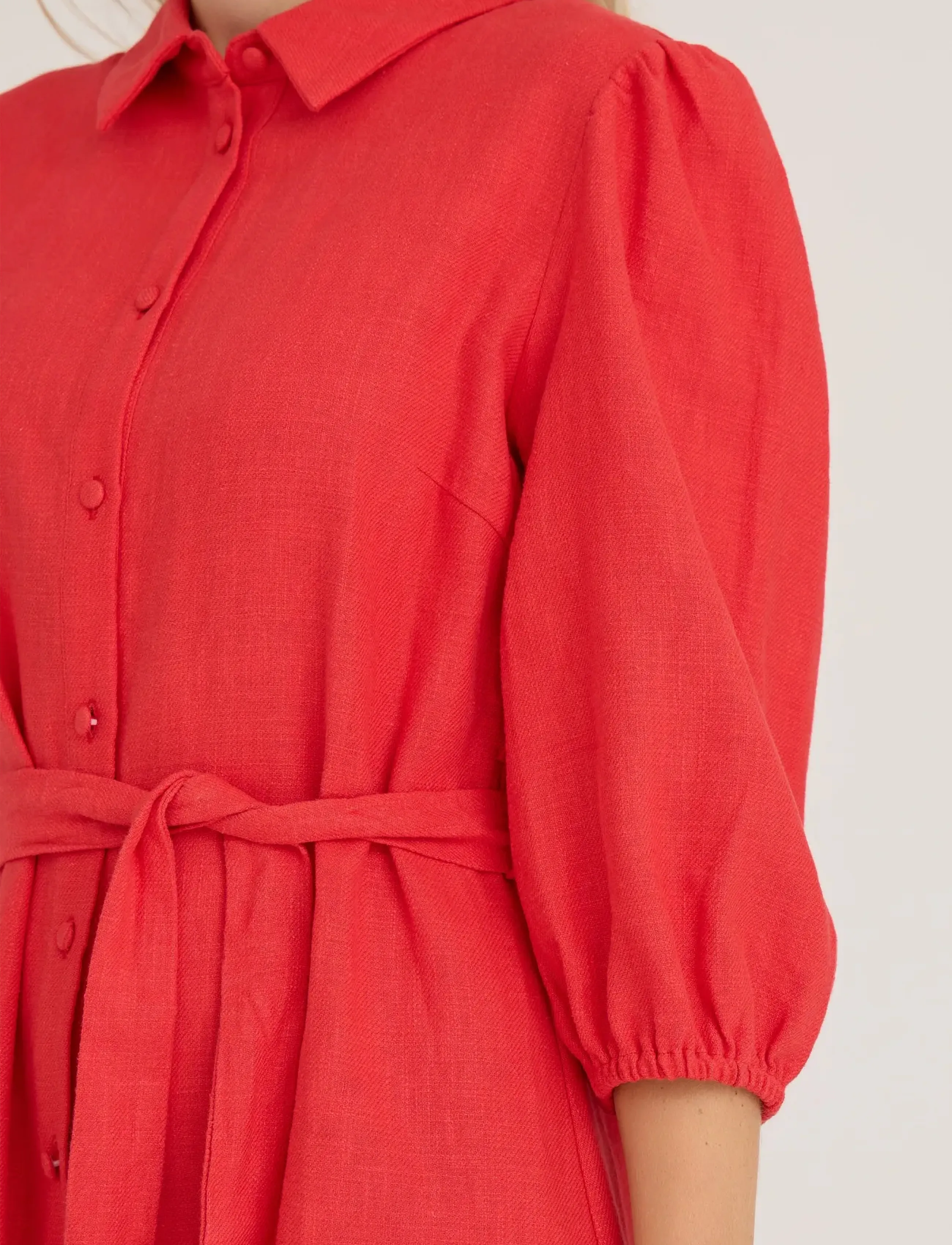 A-View - Linen dress - skjortekjoler - red - 4