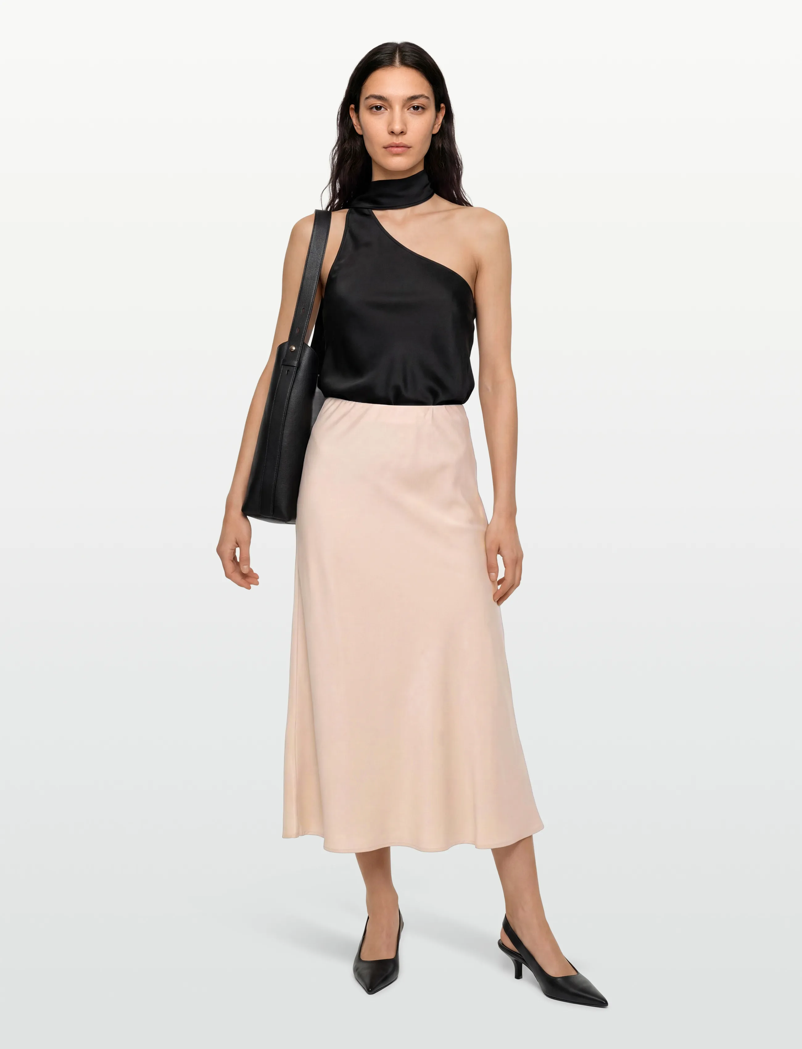 A-View Carry Sateen Skirt, Kvinder, Satin Nederdel, Beige, Str: 34