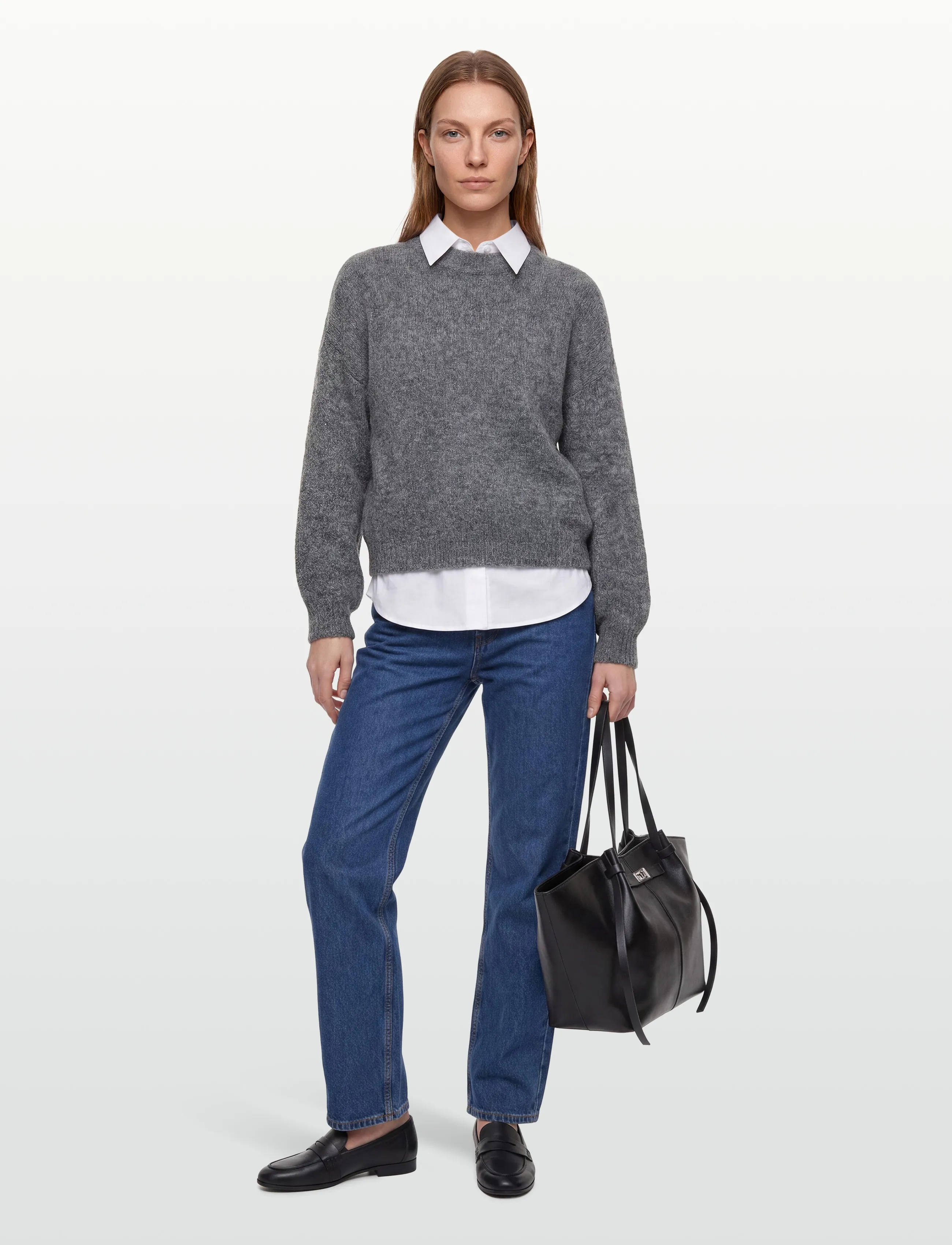 A-View Patrisia Solid Knit Pullover, XL, Grey, Strik > Trøjer, Dame