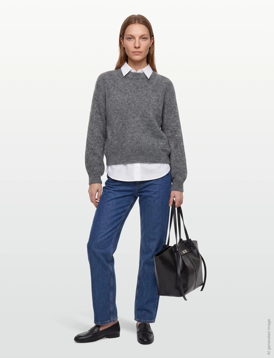 A-View - Patrisia solid knit pullover - pullover - medium grey melange - 0