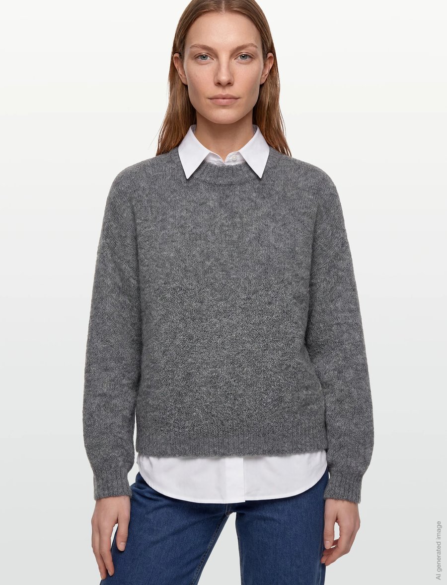 A-View - Patrisia solid knit pullover - pullover - medium grey melange - 3