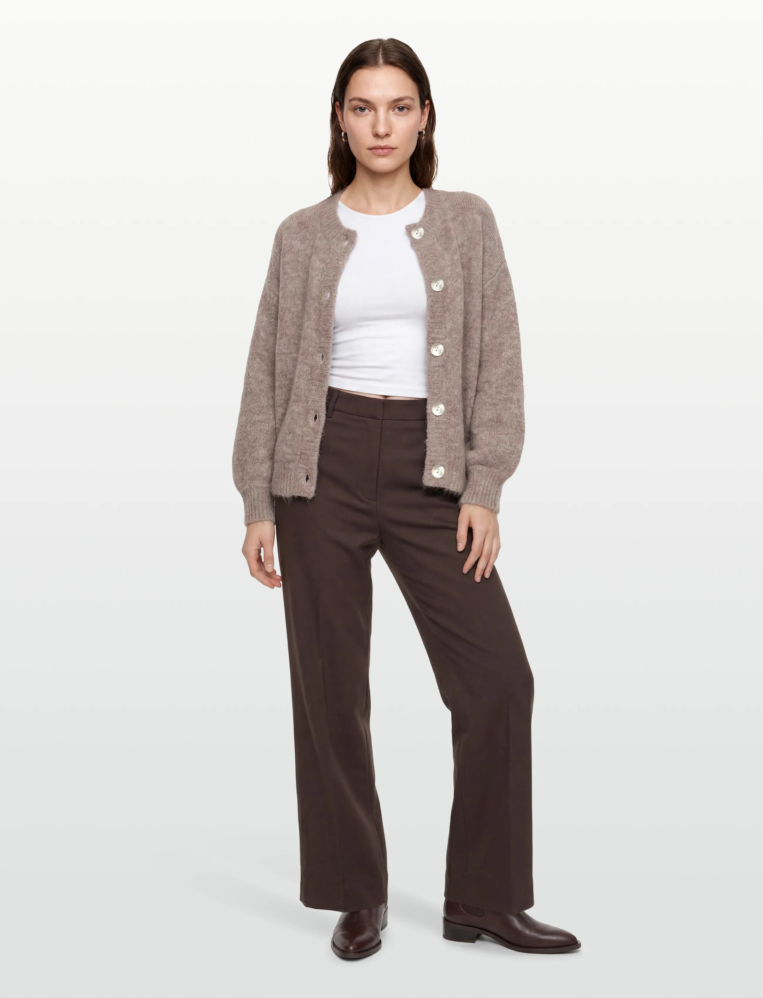 A-View Patrisia Solid Knit Cardigan, XL, Beige, Strik > Cardigans, Dame