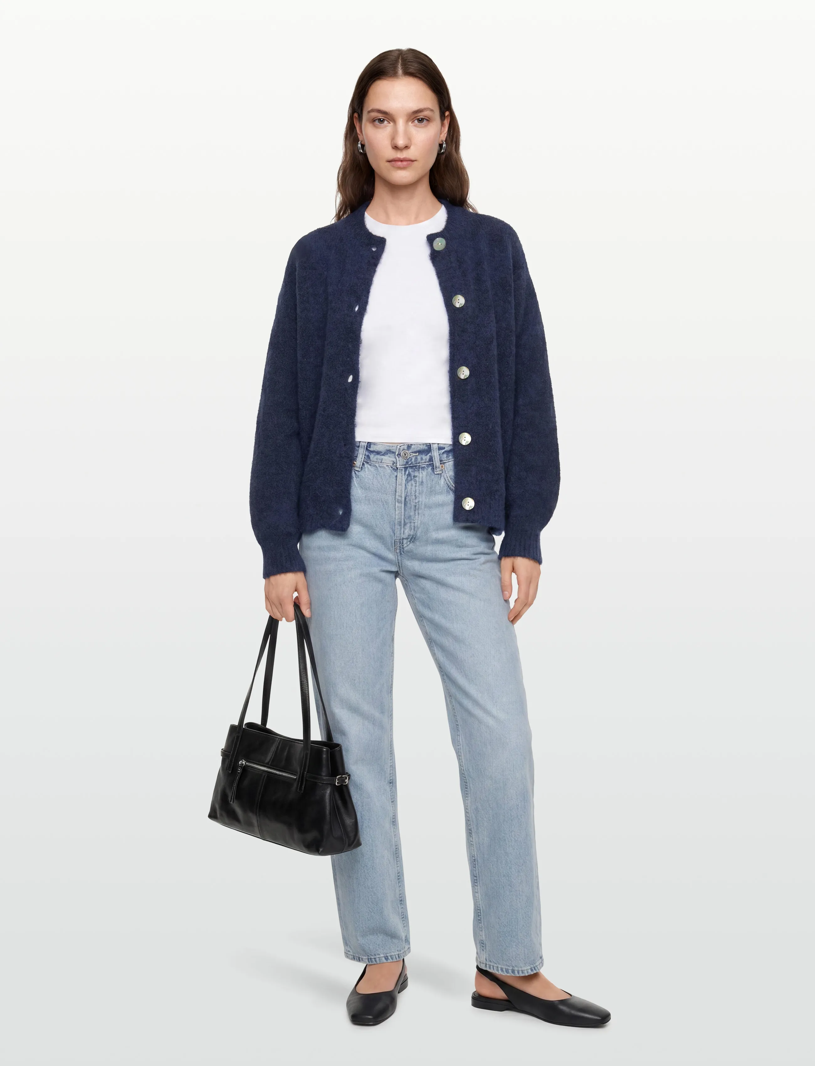 A-View Patrisia Solid Knit Cardigan, Kvinder, Strikket Cardigan, Navy, Str: L