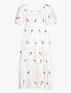 Cheri fruit dress - WHITE/PINK