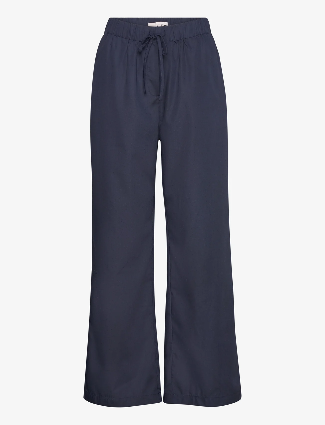 A-View - Brenda solid pants - plačios kelnės - navy - 0