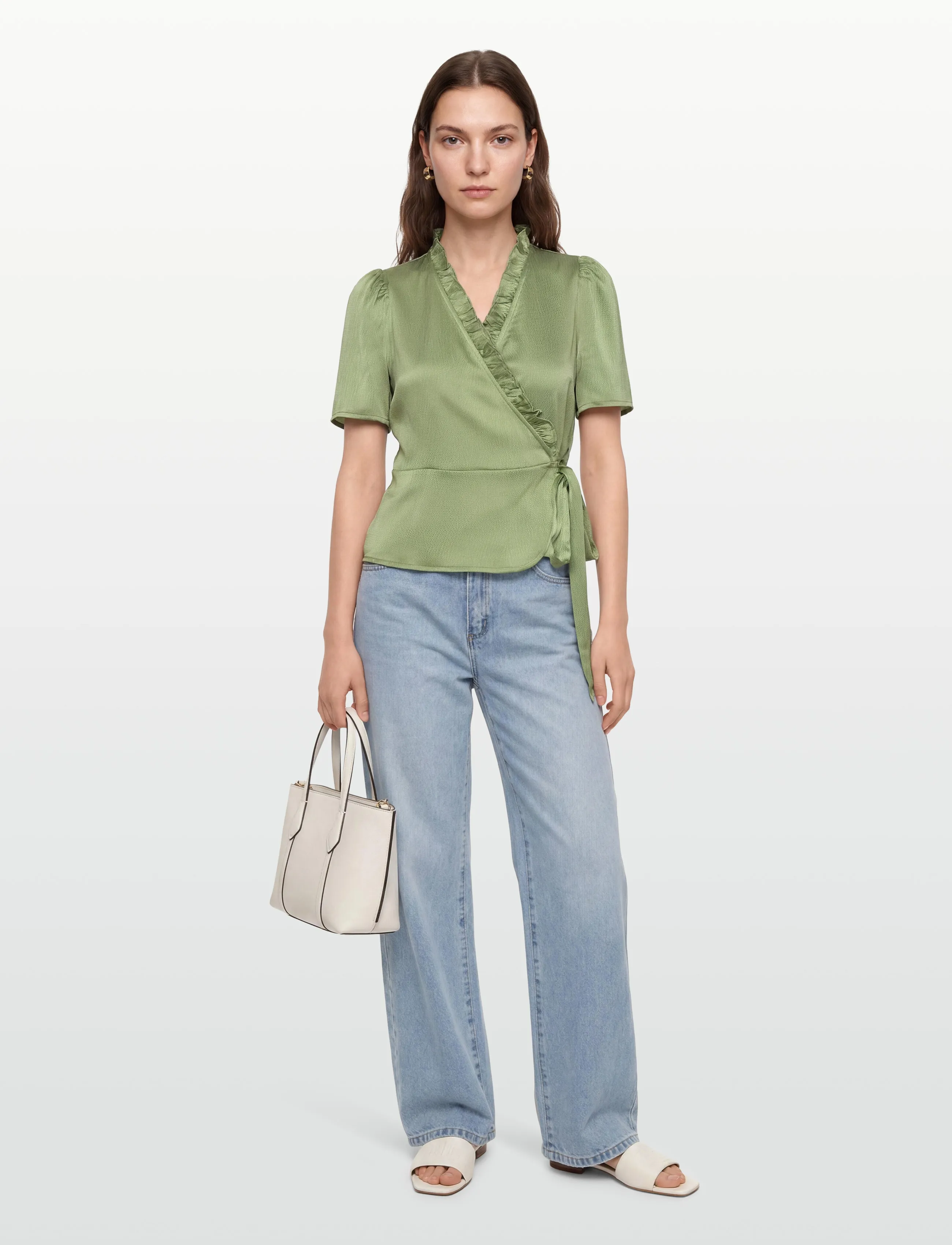 A-View Peony Blouse, 34, Green, Bluser > Kortærmede, Dame