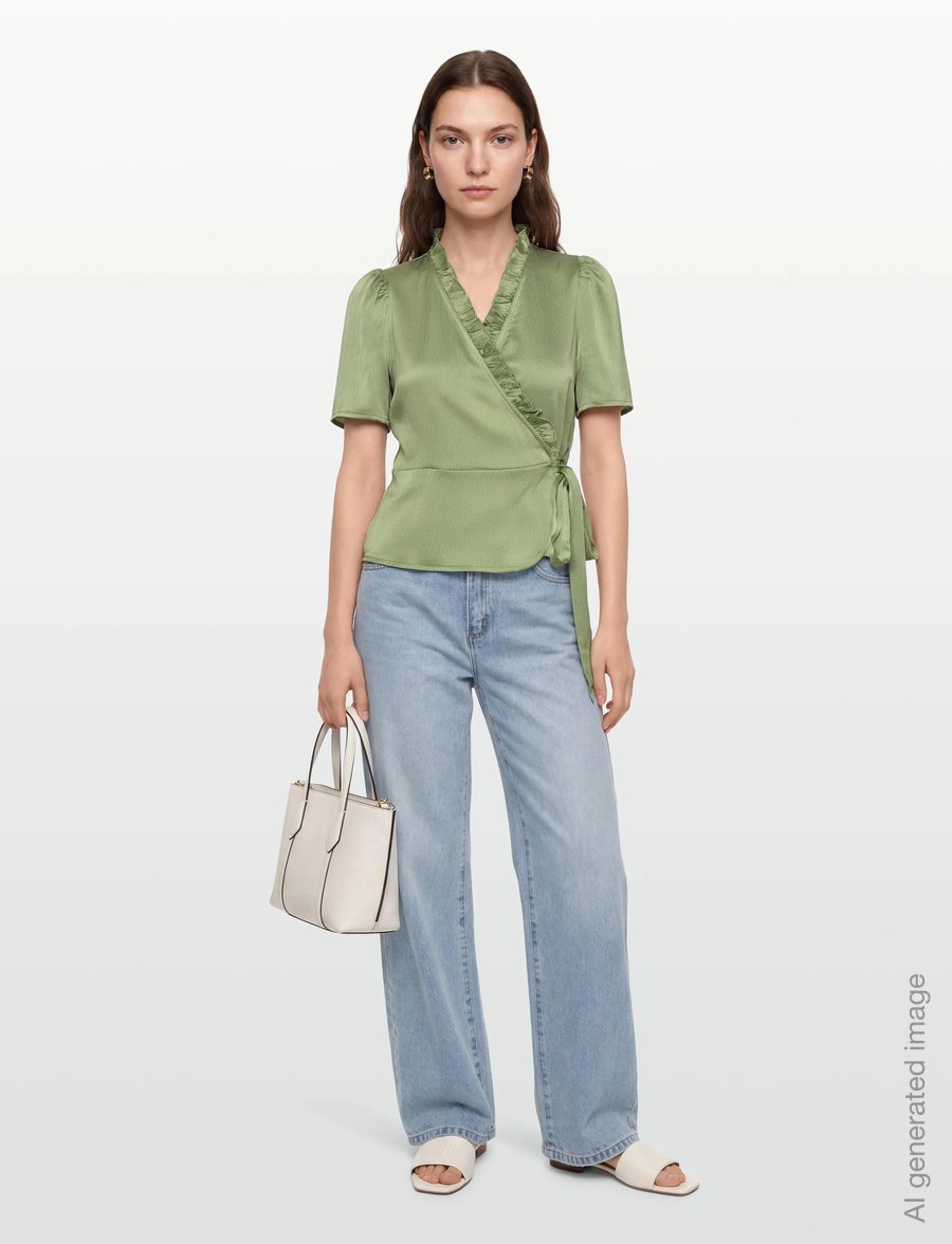 A-View - Peony blouse - kurzärmelige blusen - dusty green - 0