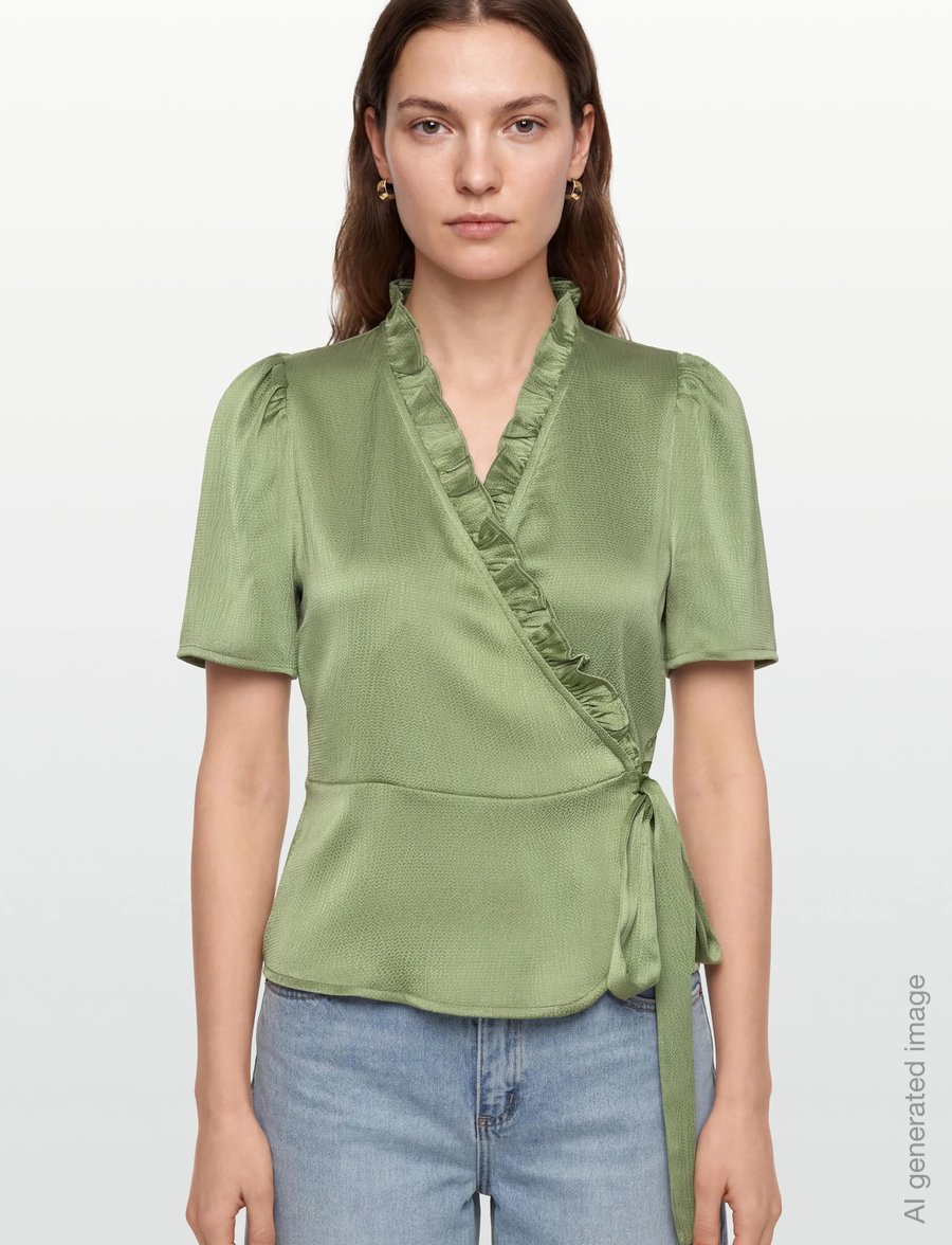 A-View - Peony blouse - kurzärmelige blusen - dusty green - 3
