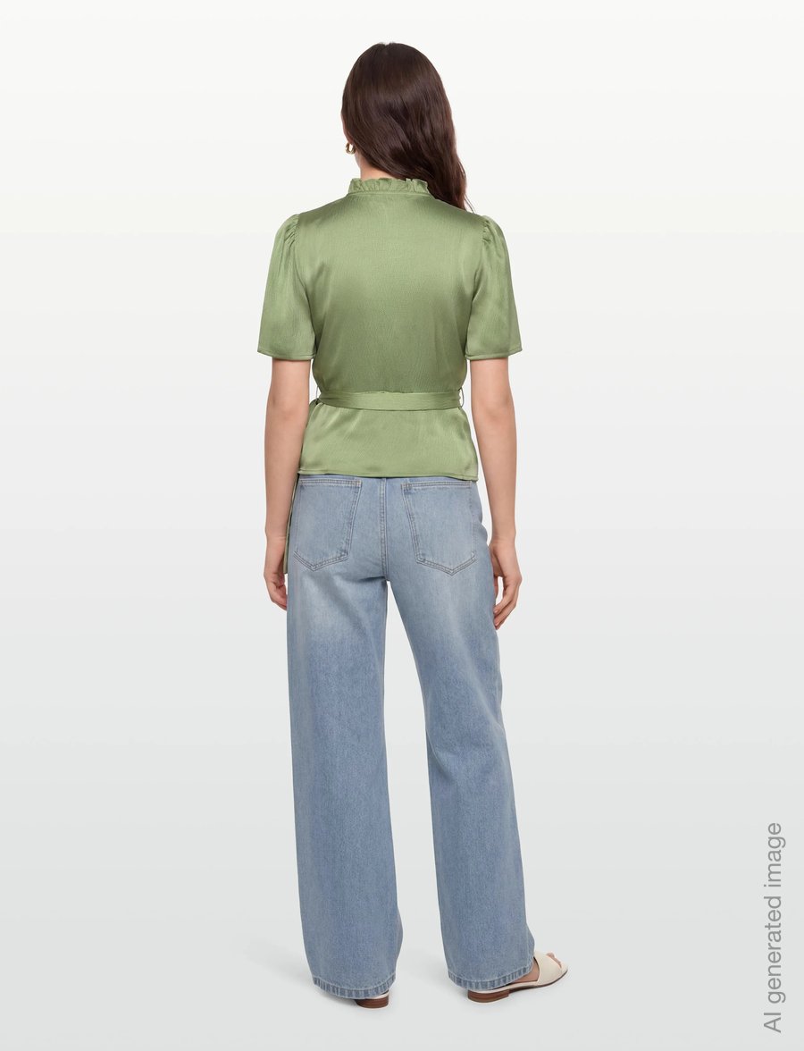 A-View - Peony blouse - kurzärmelige blusen - dusty green - 4
