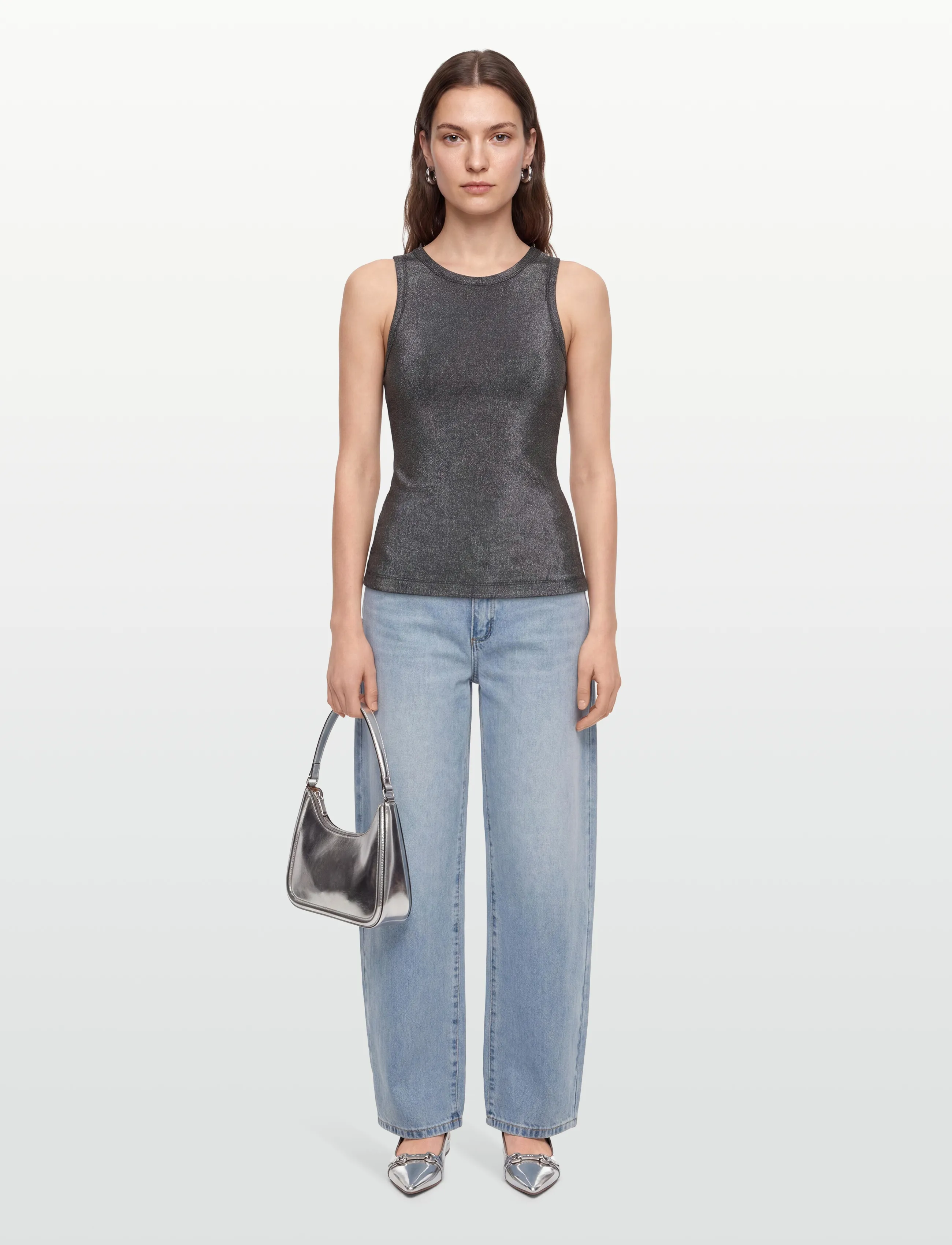 A-View Eva Tank Top, Kvinder, Glitter Tanktop, Grå, Str: 42
