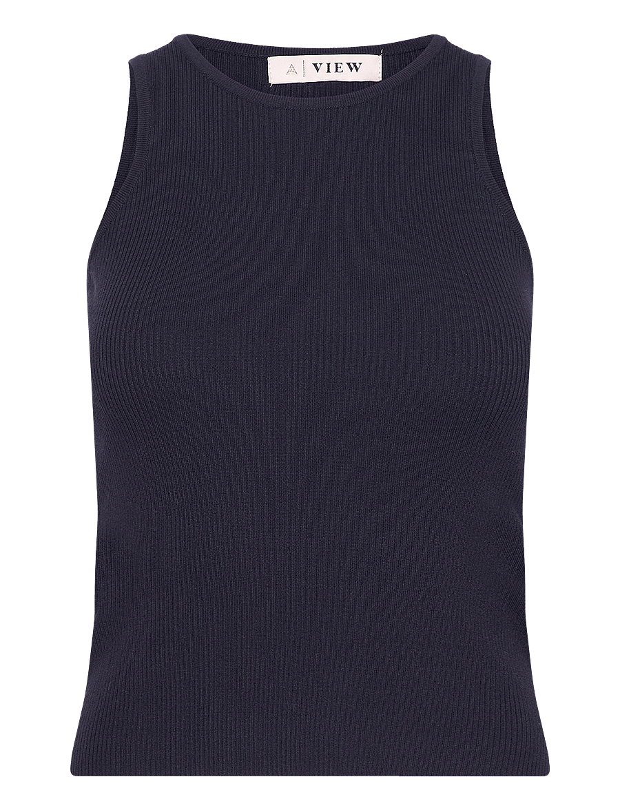 A-View - Rib knit tank top - tanktops - navy - 0