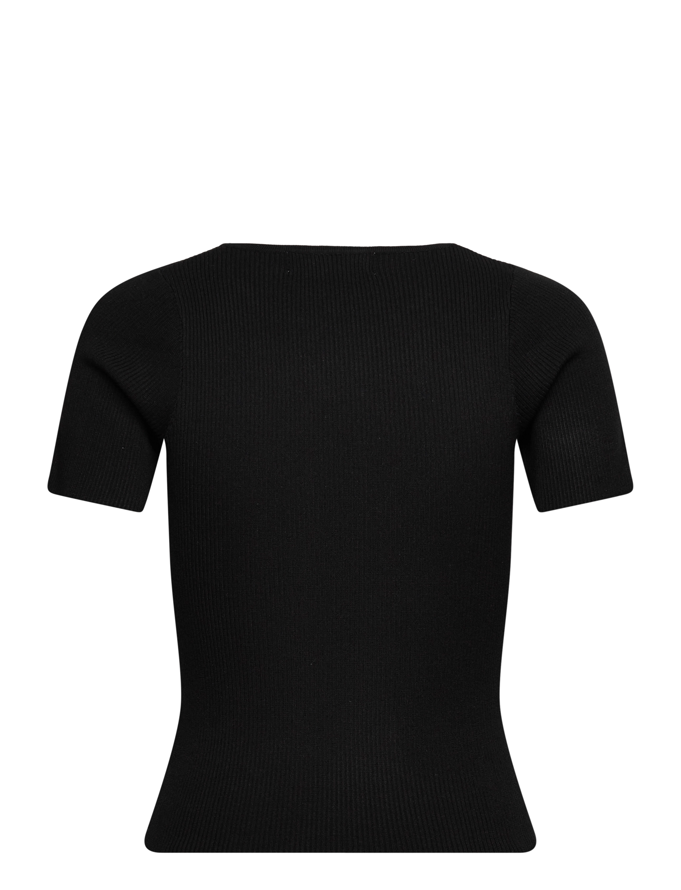 A-View - Rib knit short sleeve top - t-särgid - black - 1