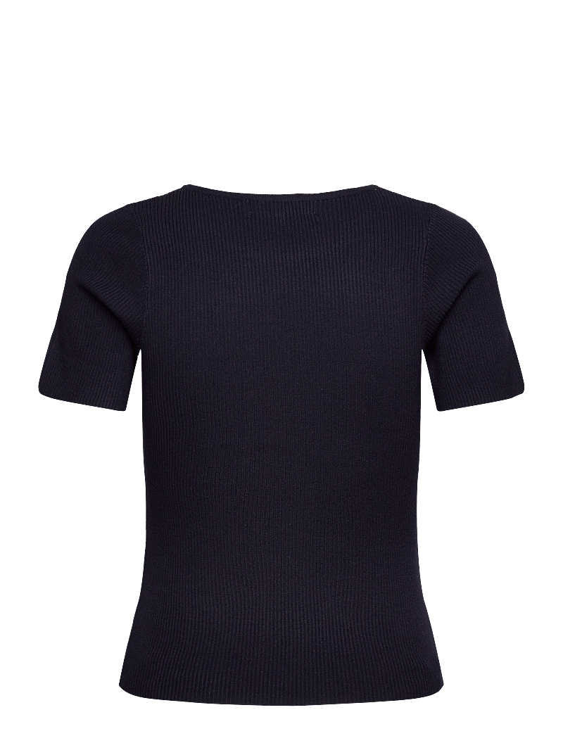 A-View - Rib knit short sleeve top - t-särgid - navy - 1