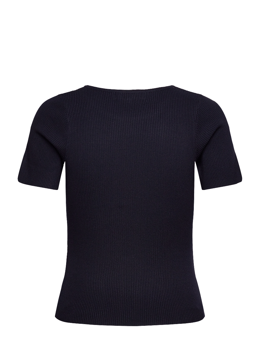 A-View - Rib knit short sleeve top - t-shirts - navy - 1