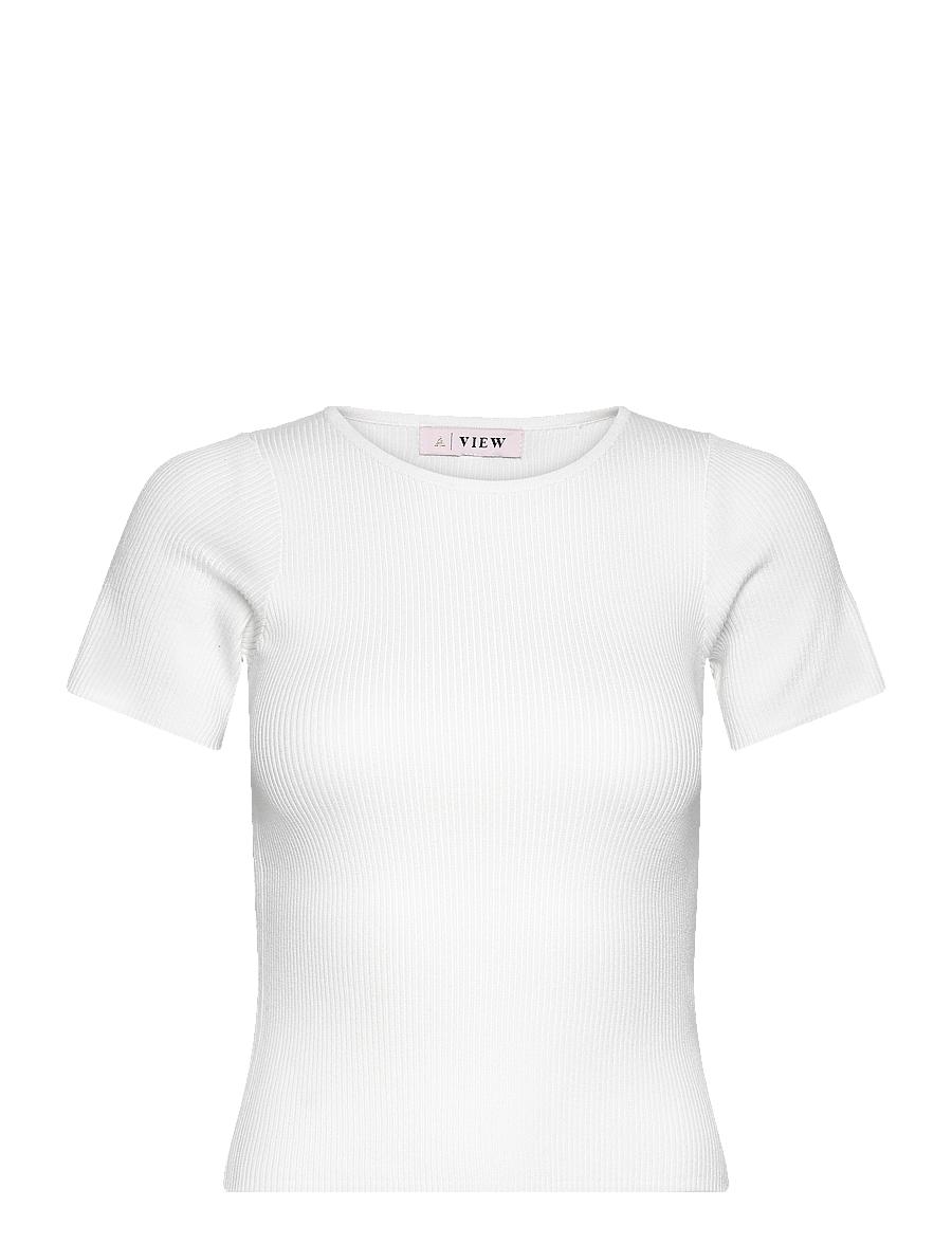 A-View - Rib knit short sleeve top - t-shirts - white - 0