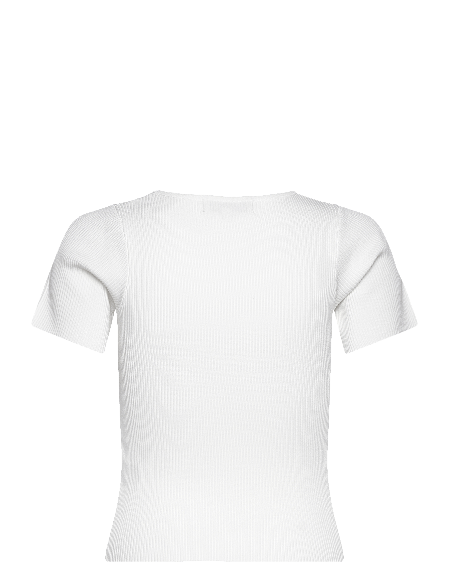 A-View - Rib knit short sleeve top - t-shirts - white - 1
