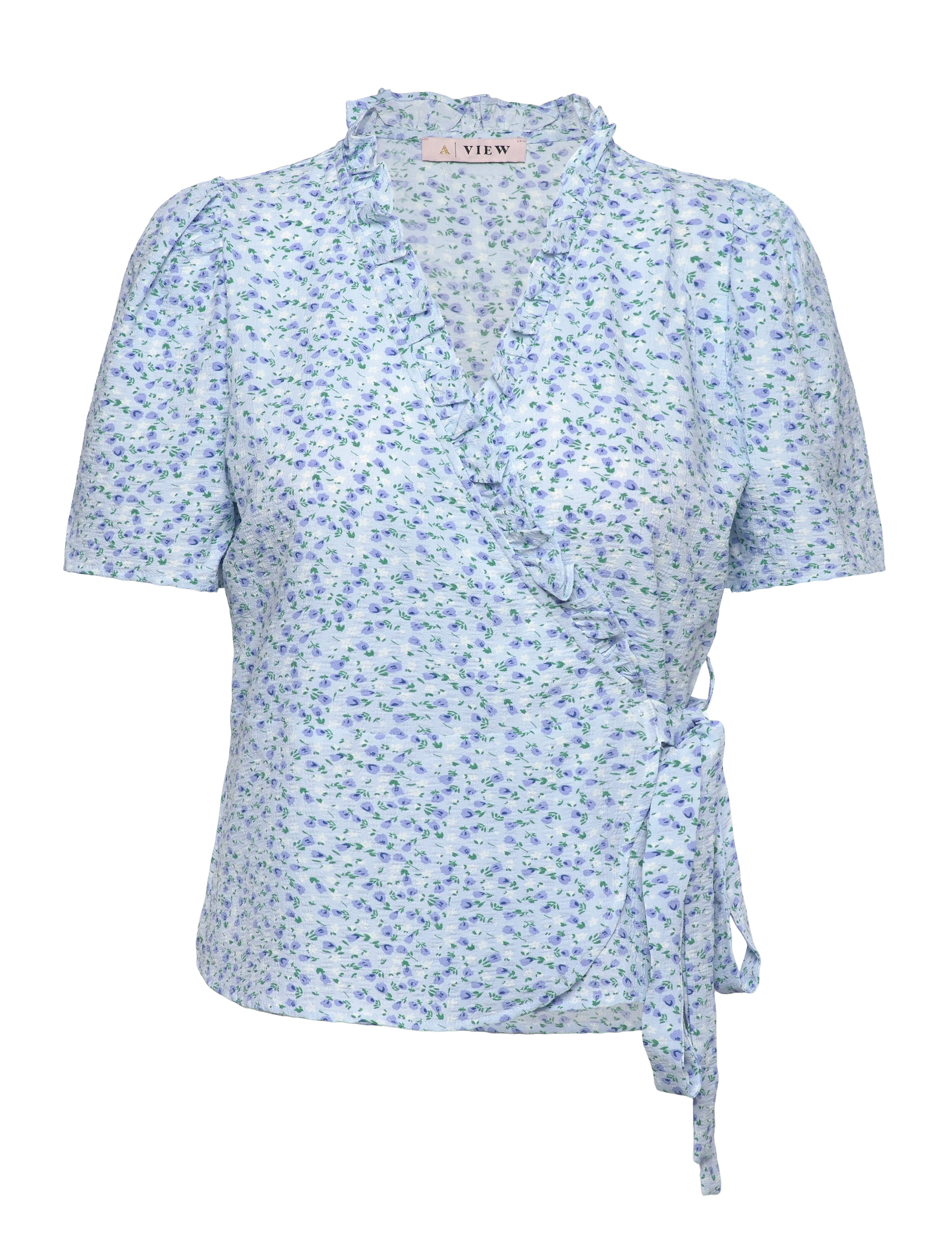 A-View Peony wrap blouse - Bluser - BLUE/WHITE / blue