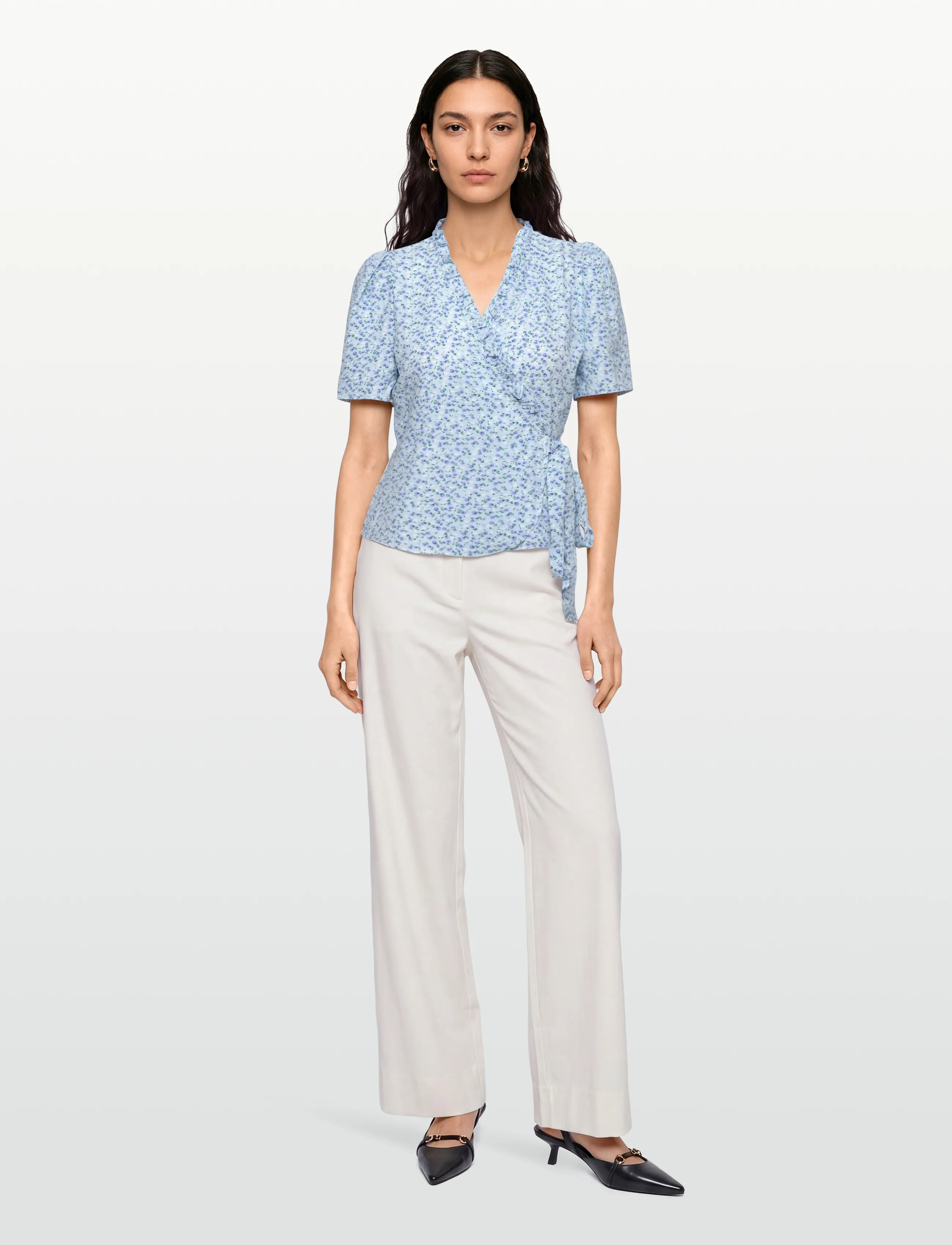 A-View Peony Wrap Blouse, Kvinder, Slå Om Bluse, Blå, Str: 36